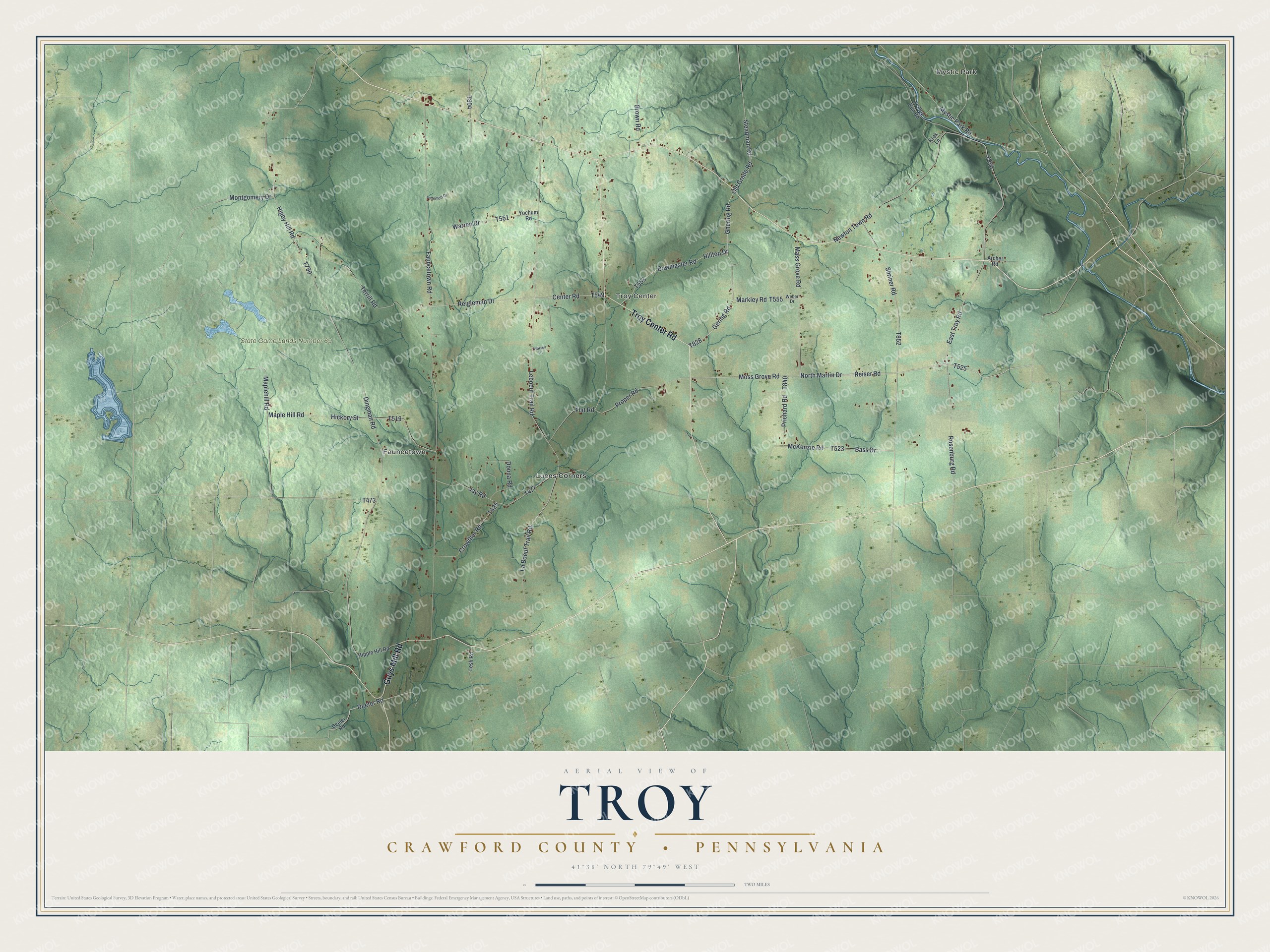Watermarked full-map preview of Troy, Pennsylvania