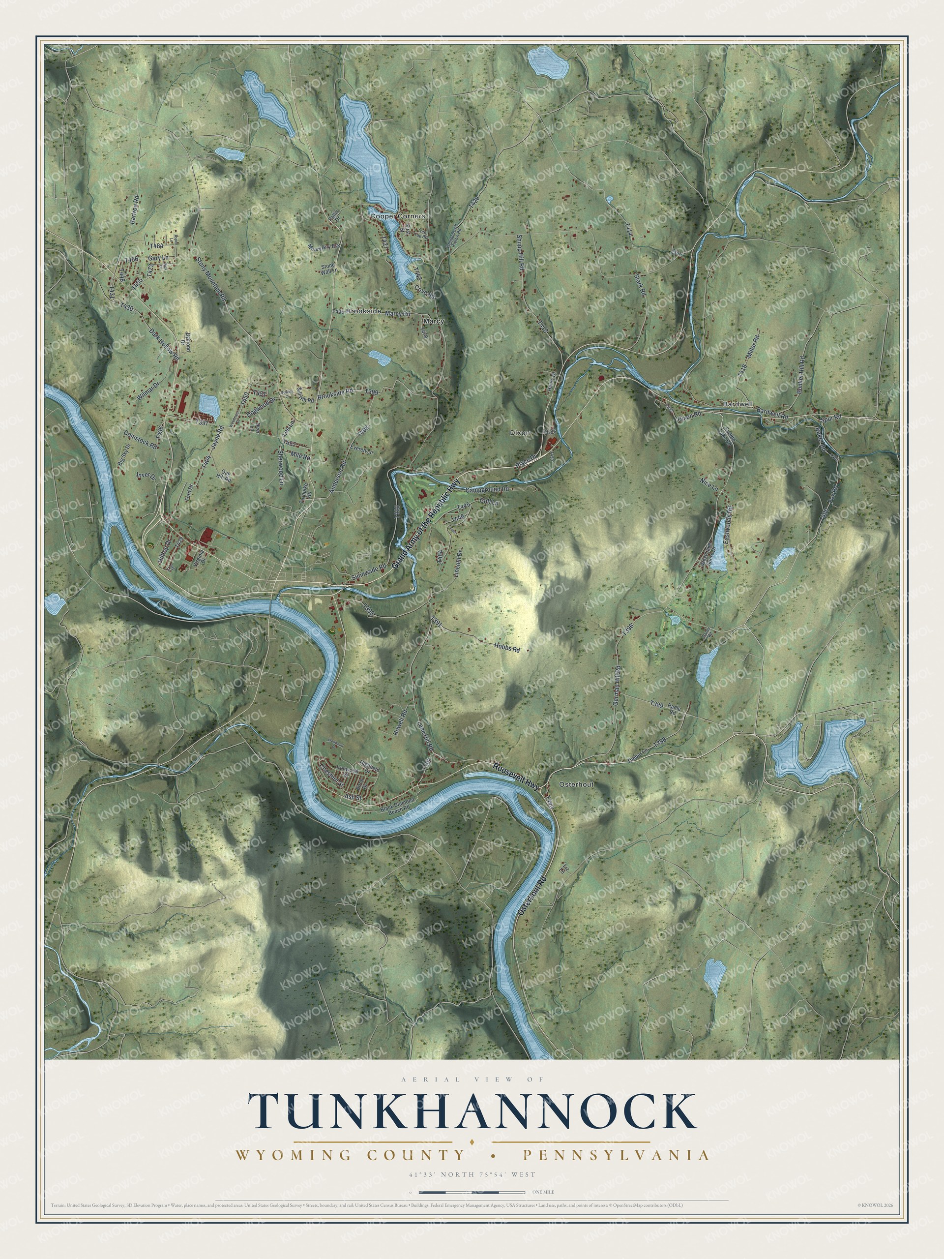 Watermarked full-map preview of Tunkhannock, Pennsylvania