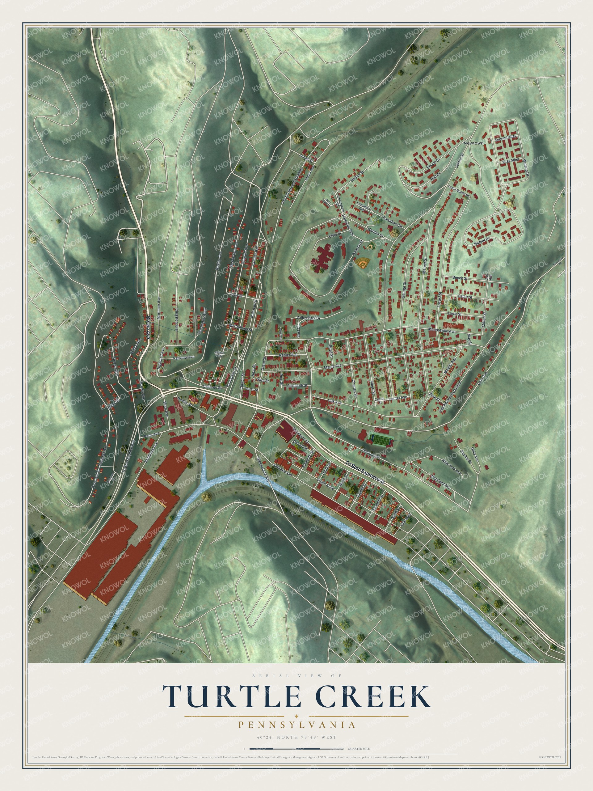 Watermarked full-map preview of Turtle Creek, Pennsylvania