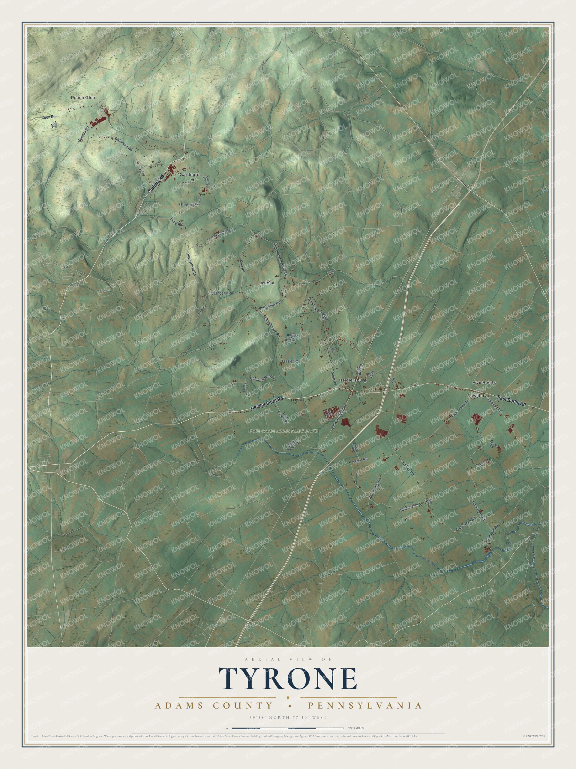 Watermarked full-map preview of Tyrone, Pennsylvania