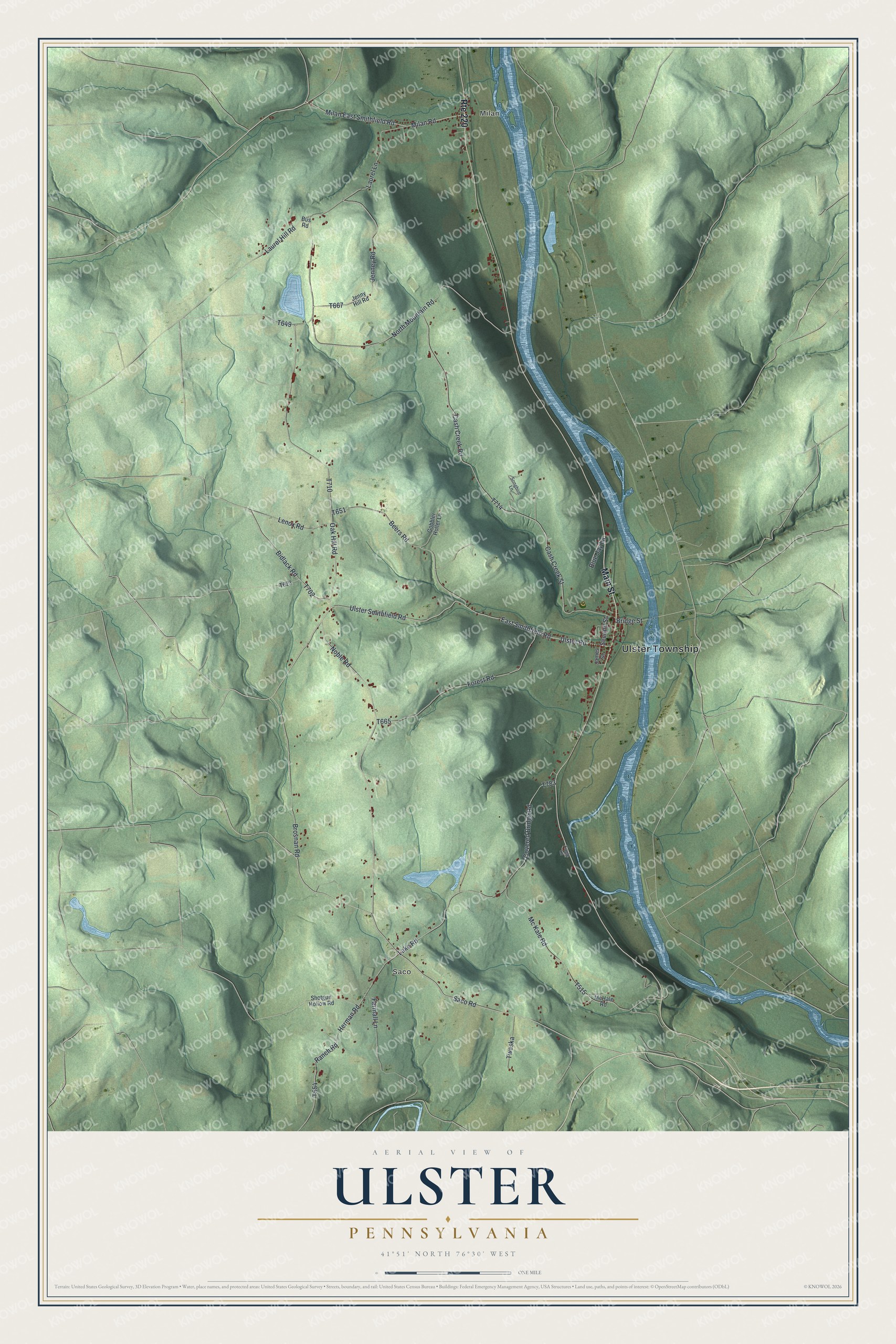 Watermarked full-map preview of Ulster, Pennsylvania