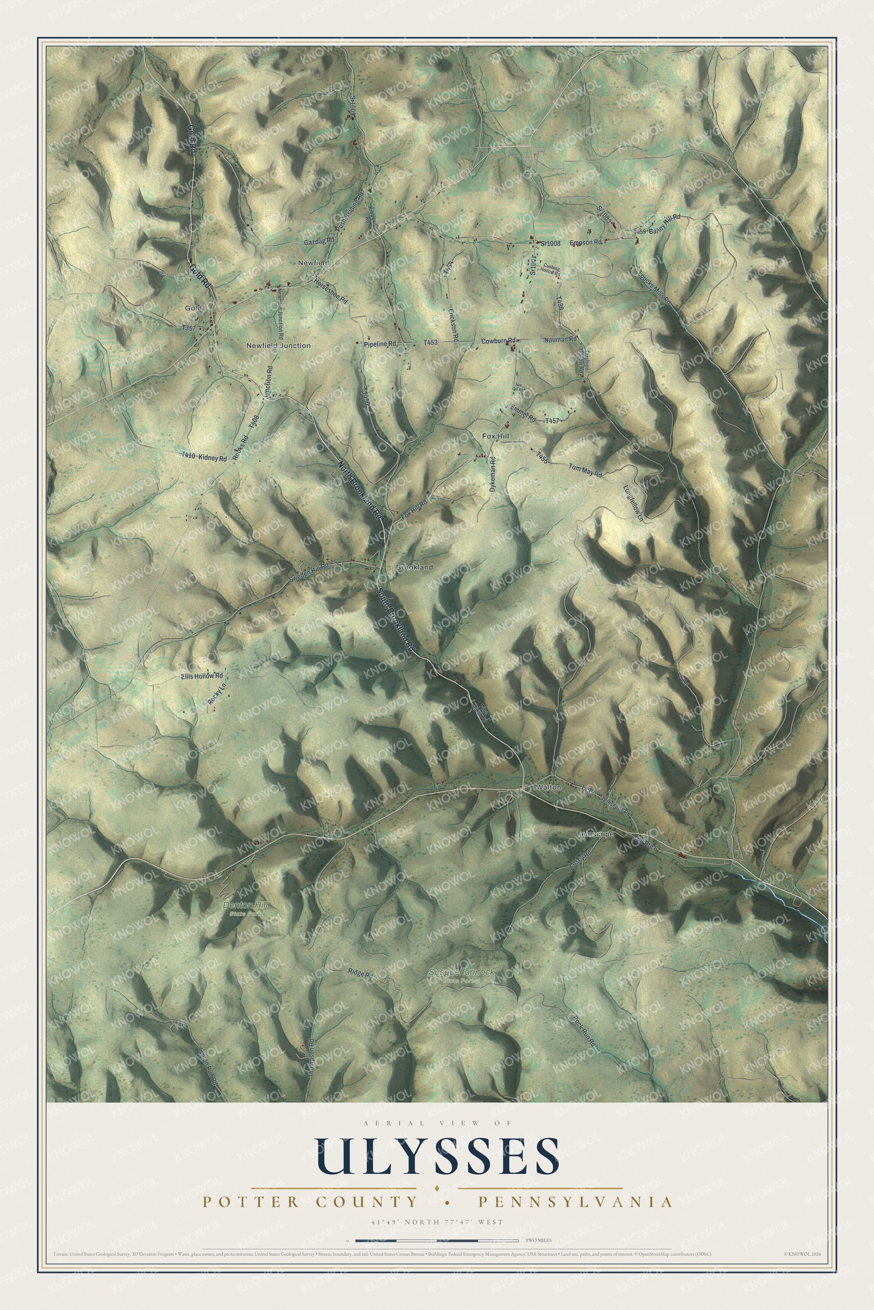 Watermarked full-map preview of Ulysses, Pennsylvania