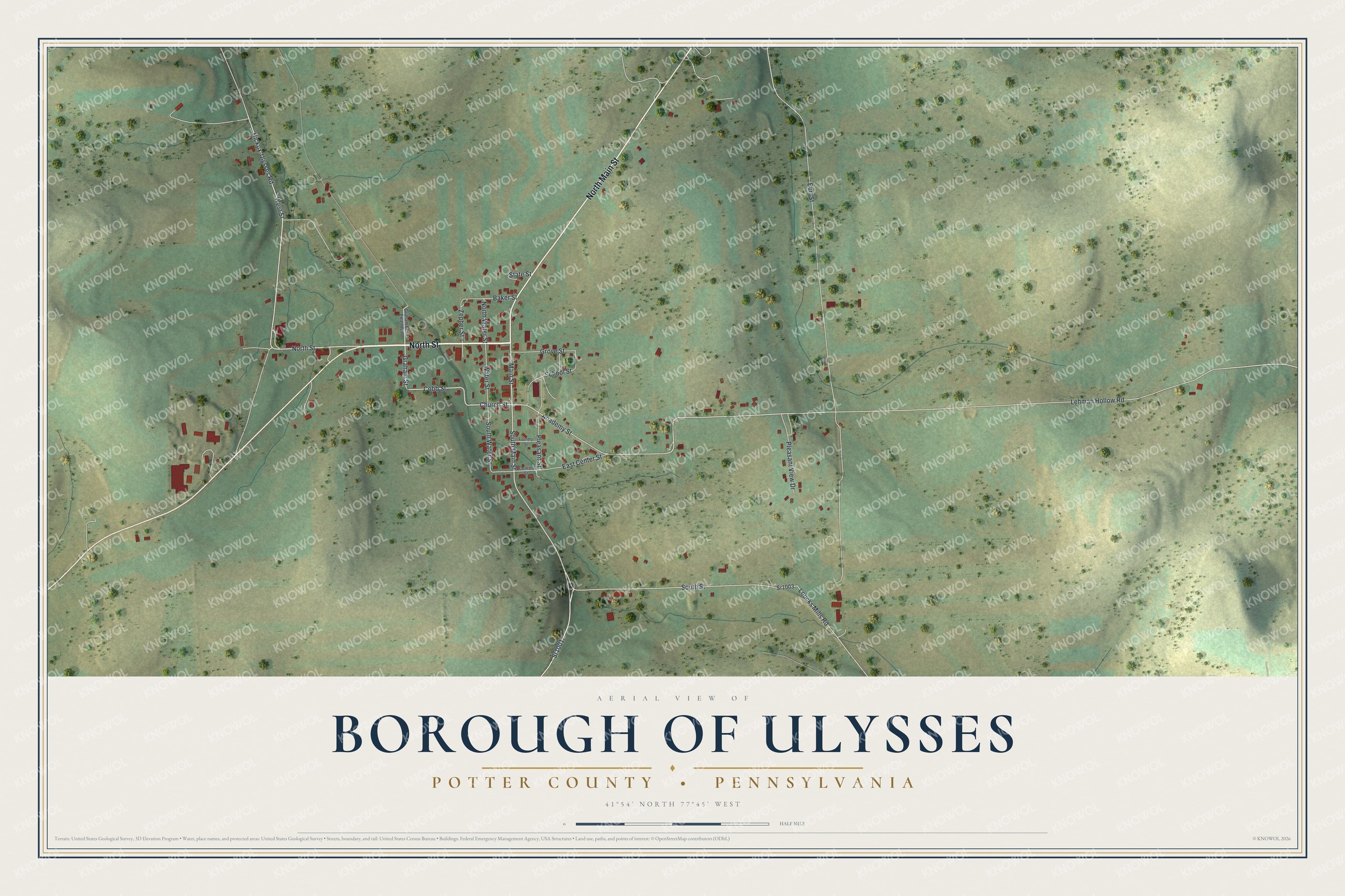 Watermarked full-map preview of Borough of Ulysses, Pennsylvania