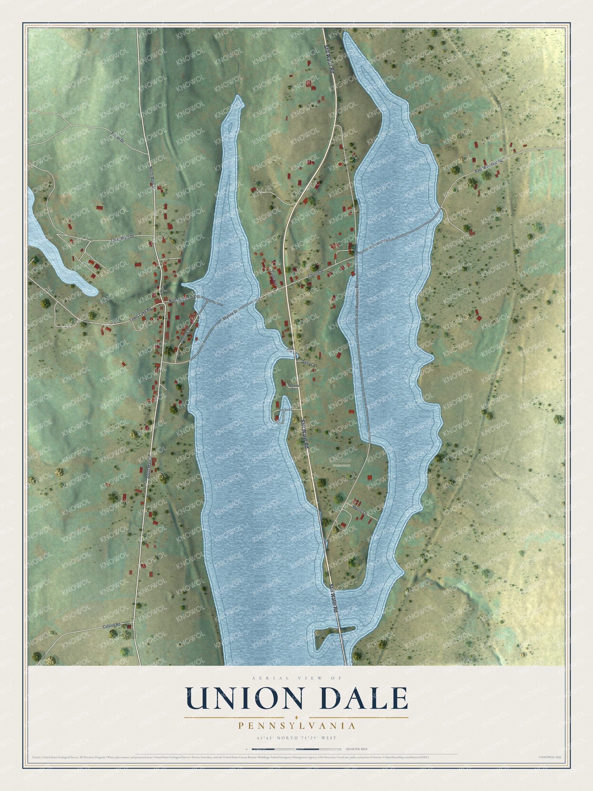 Watermarked full-map preview of Union Dale, Pennsylvania