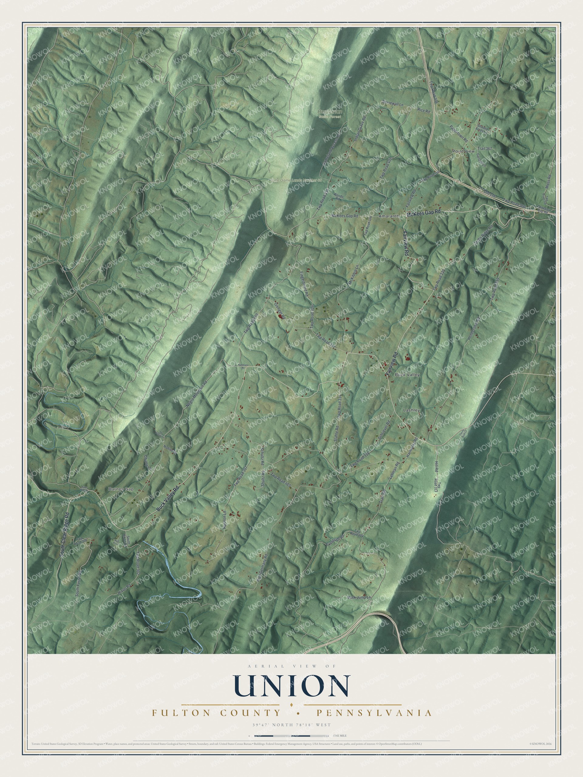 Watermarked full-map preview of Union, Pennsylvania