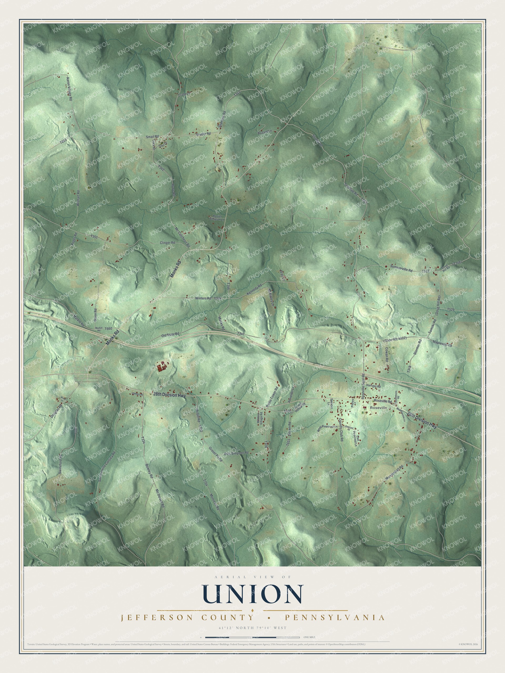 Watermarked full-map preview of Union, Pennsylvania
