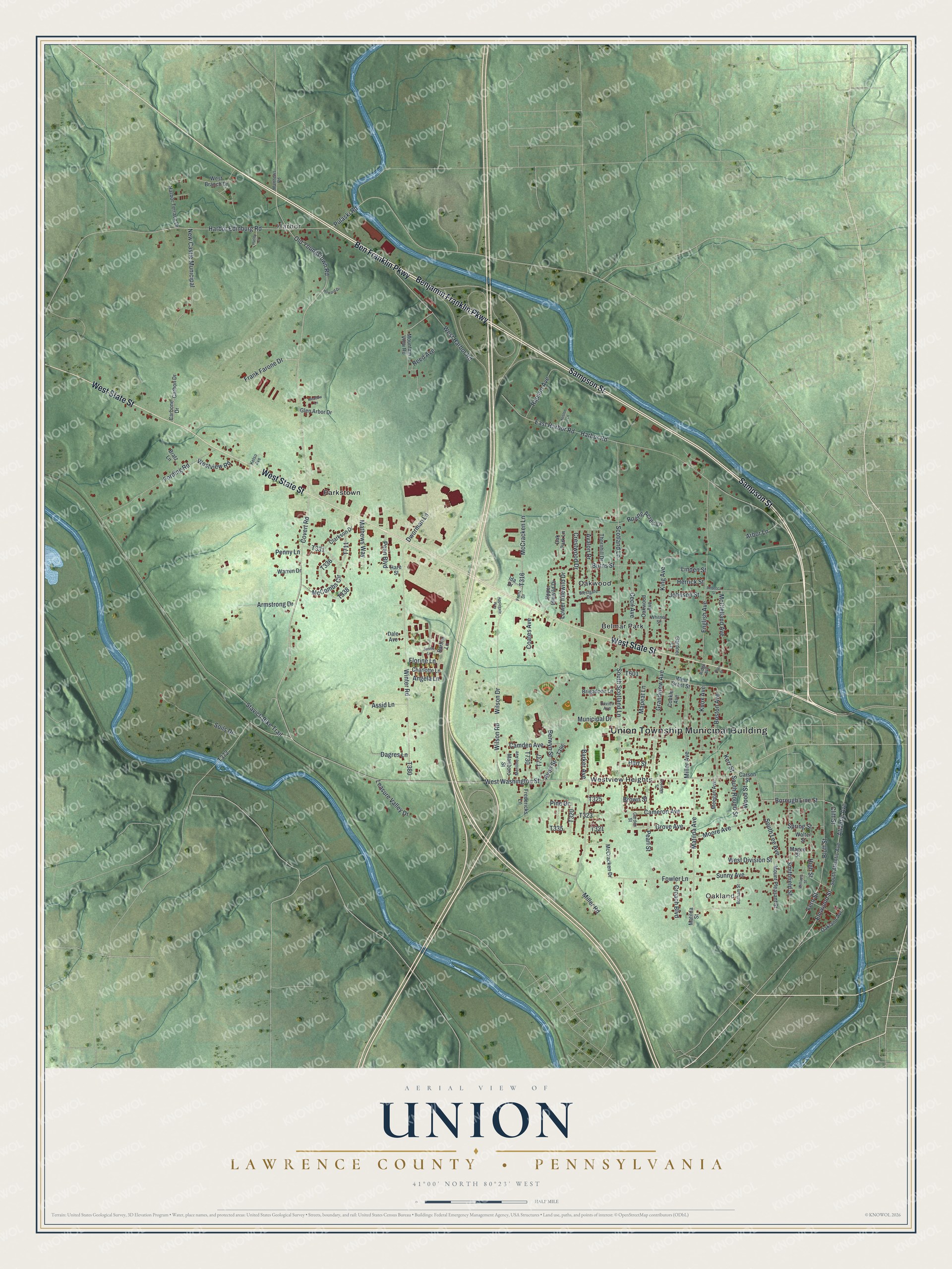 Watermarked full-map preview of Union, Pennsylvania
