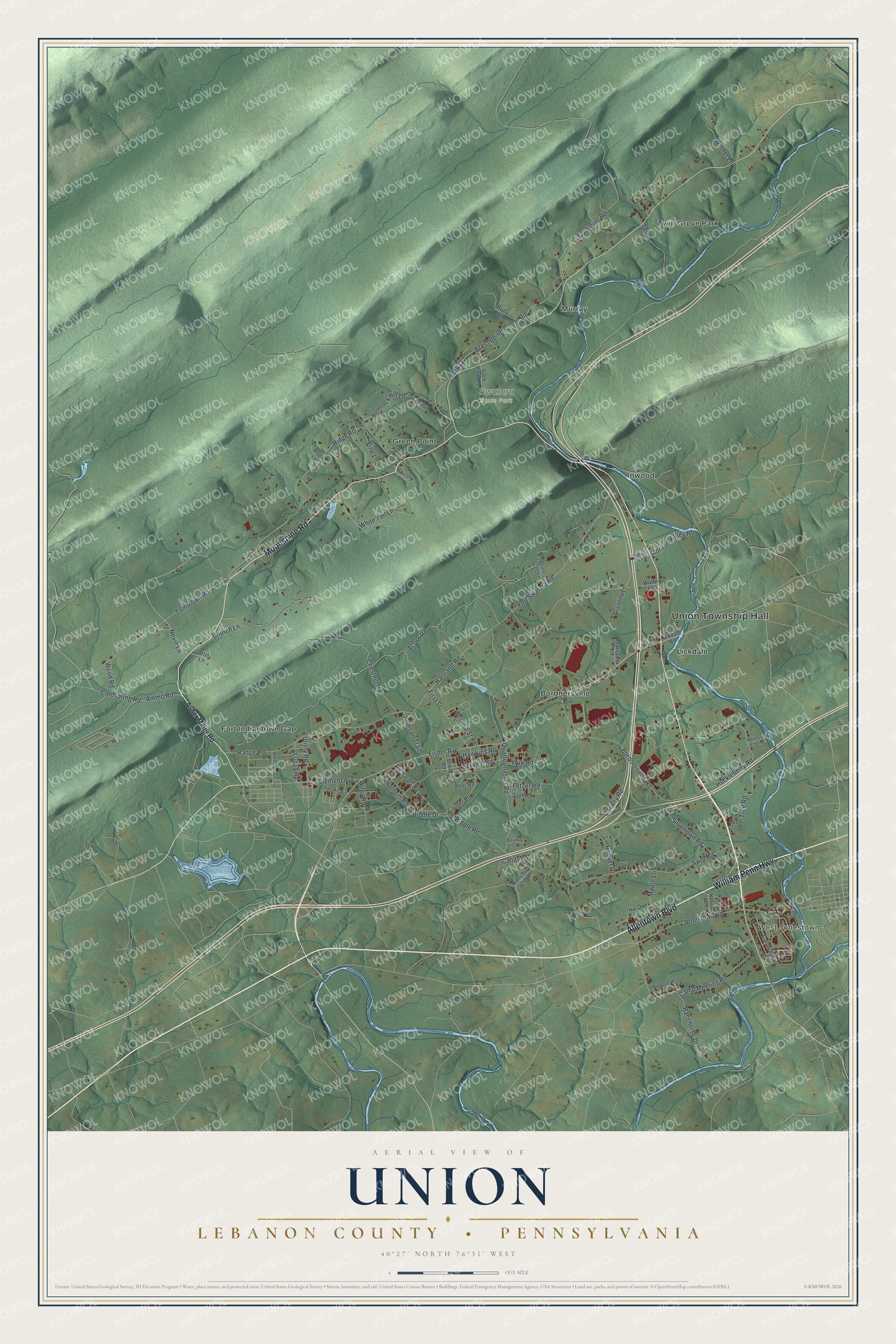 Watermarked full-map preview of Union, Pennsylvania