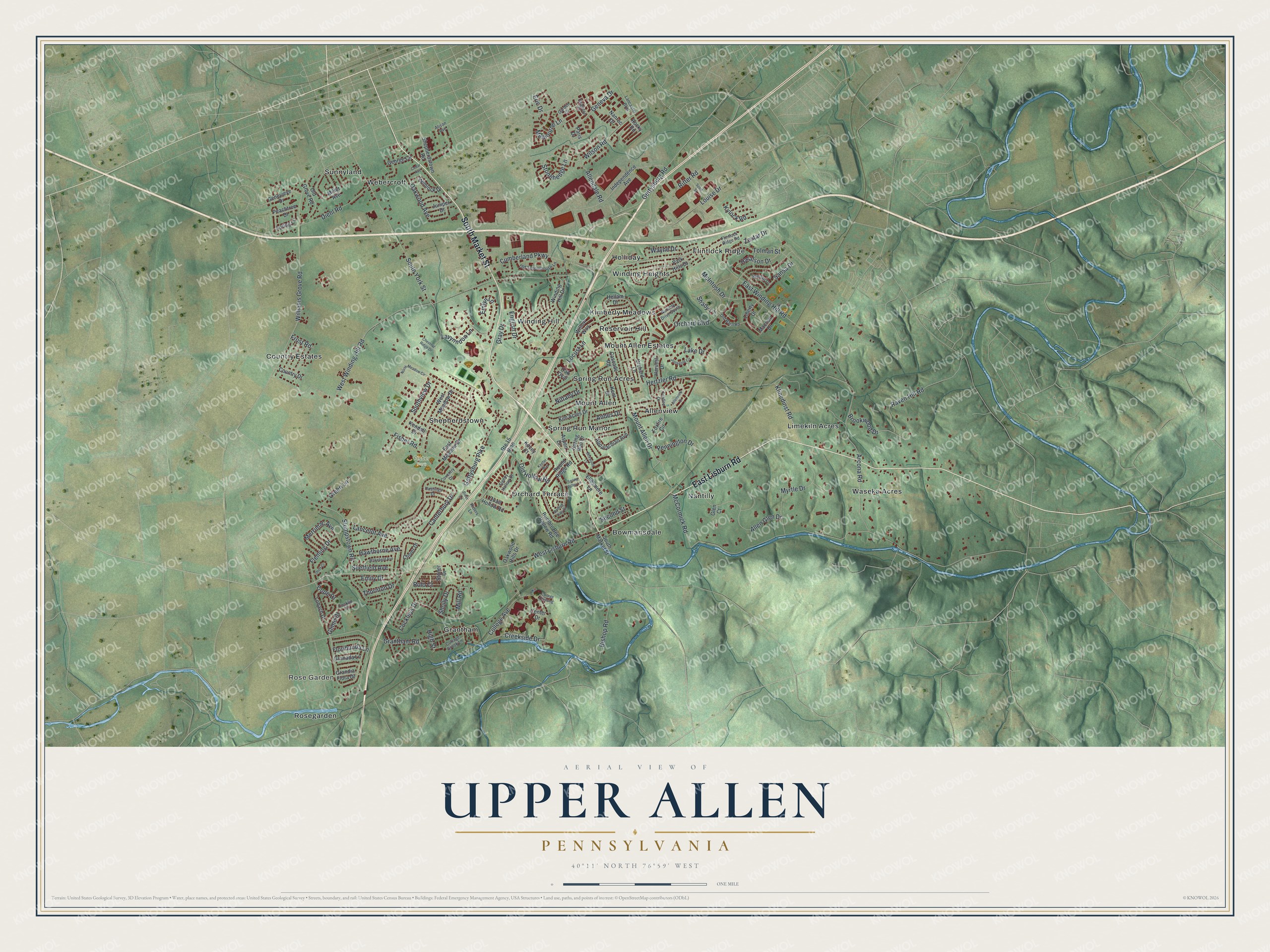 Watermarked full-map preview of Upper Allen, Pennsylvania