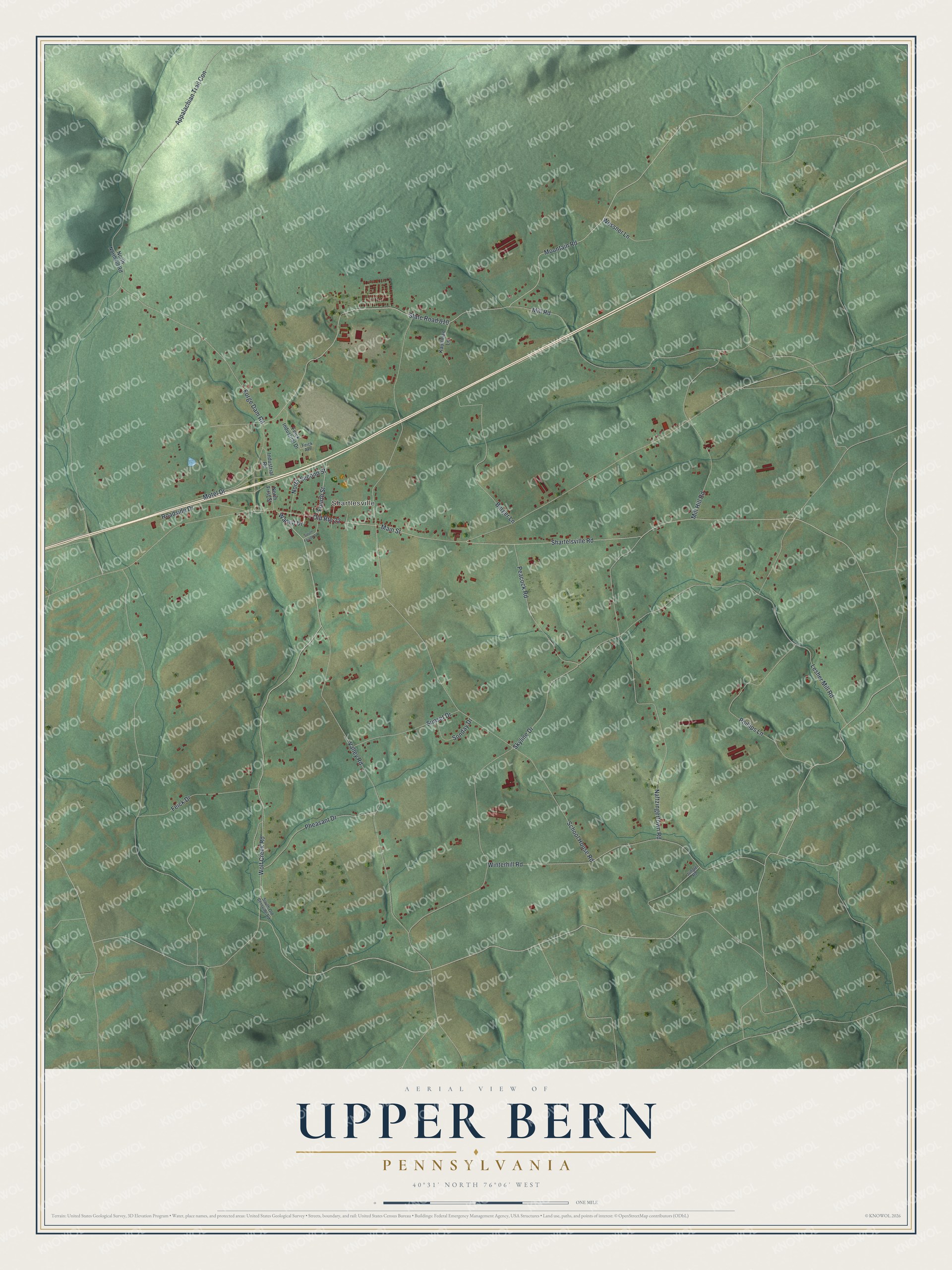 Watermarked full-map preview of Upper Bern, Pennsylvania