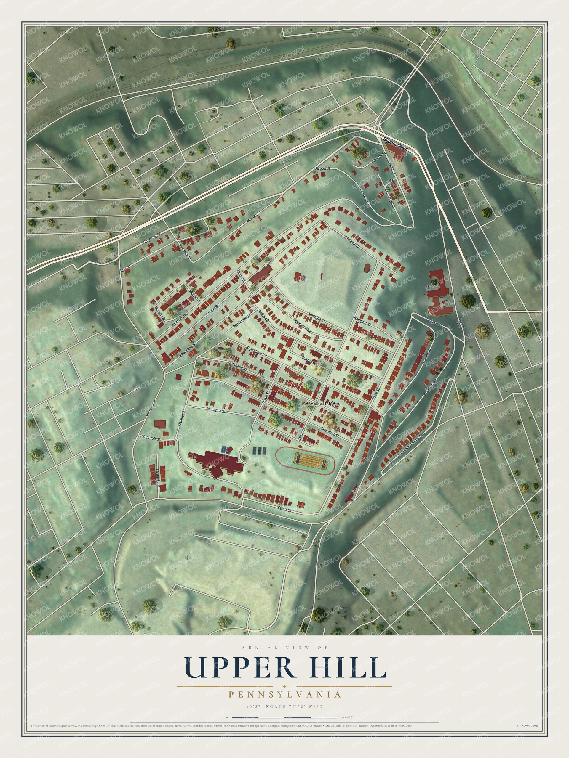 Watermarked full-map preview of Upper Hill, Pennsylvania