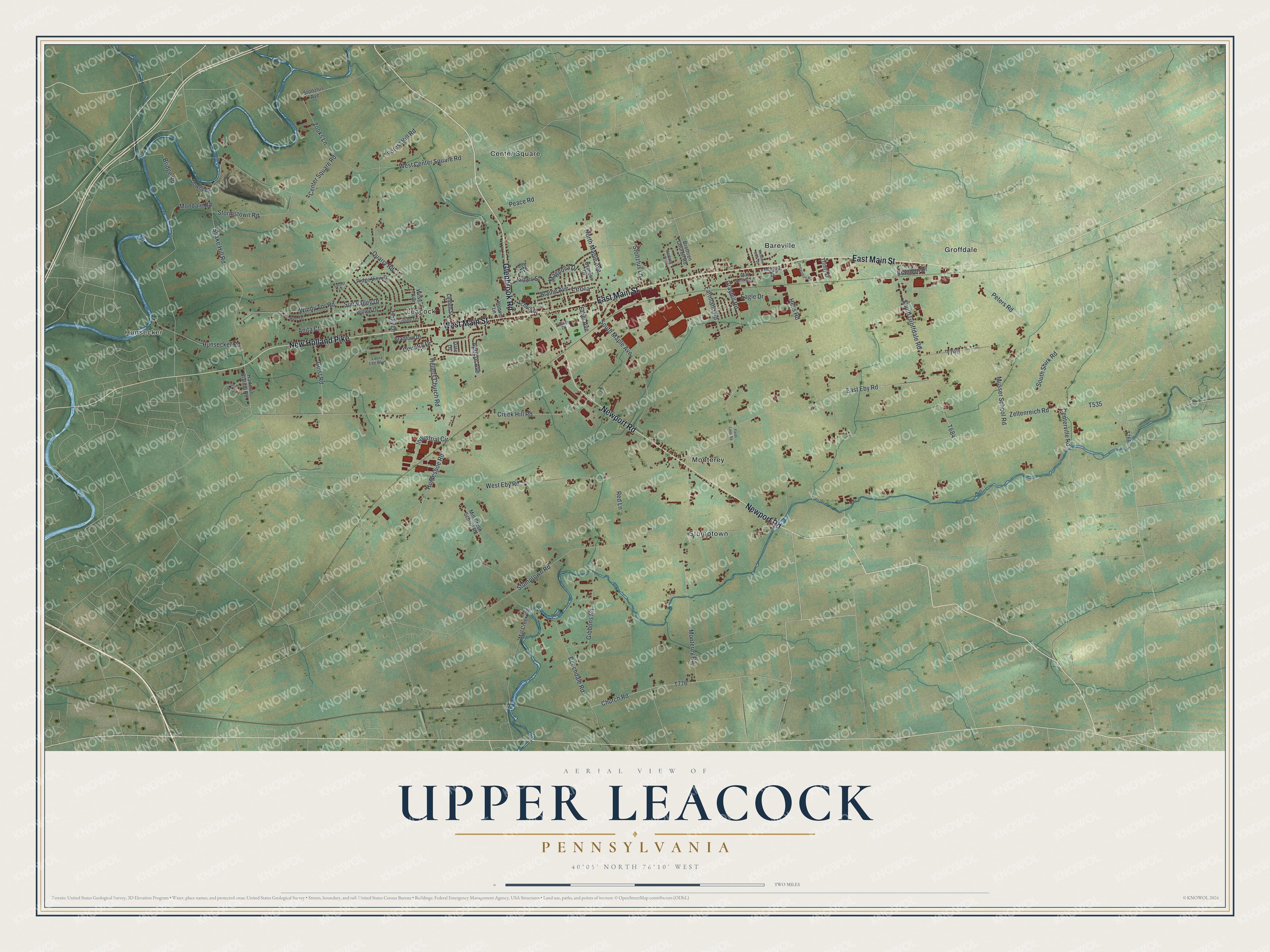 Watermarked full-map preview of Upper Leacock, Pennsylvania