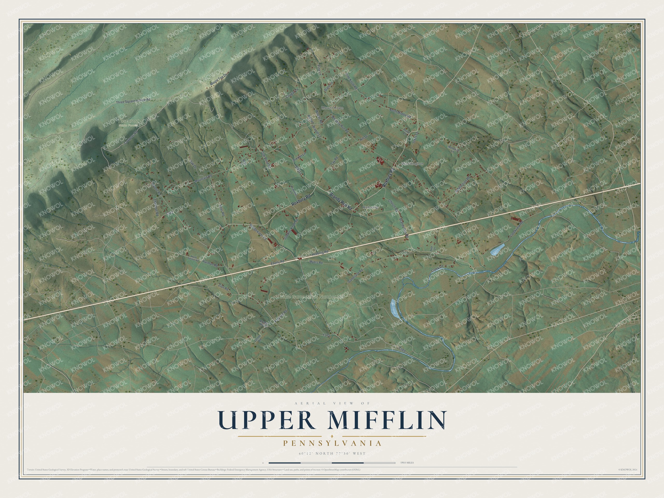Watermarked full-map preview of Upper Mifflin, Pennsylvania