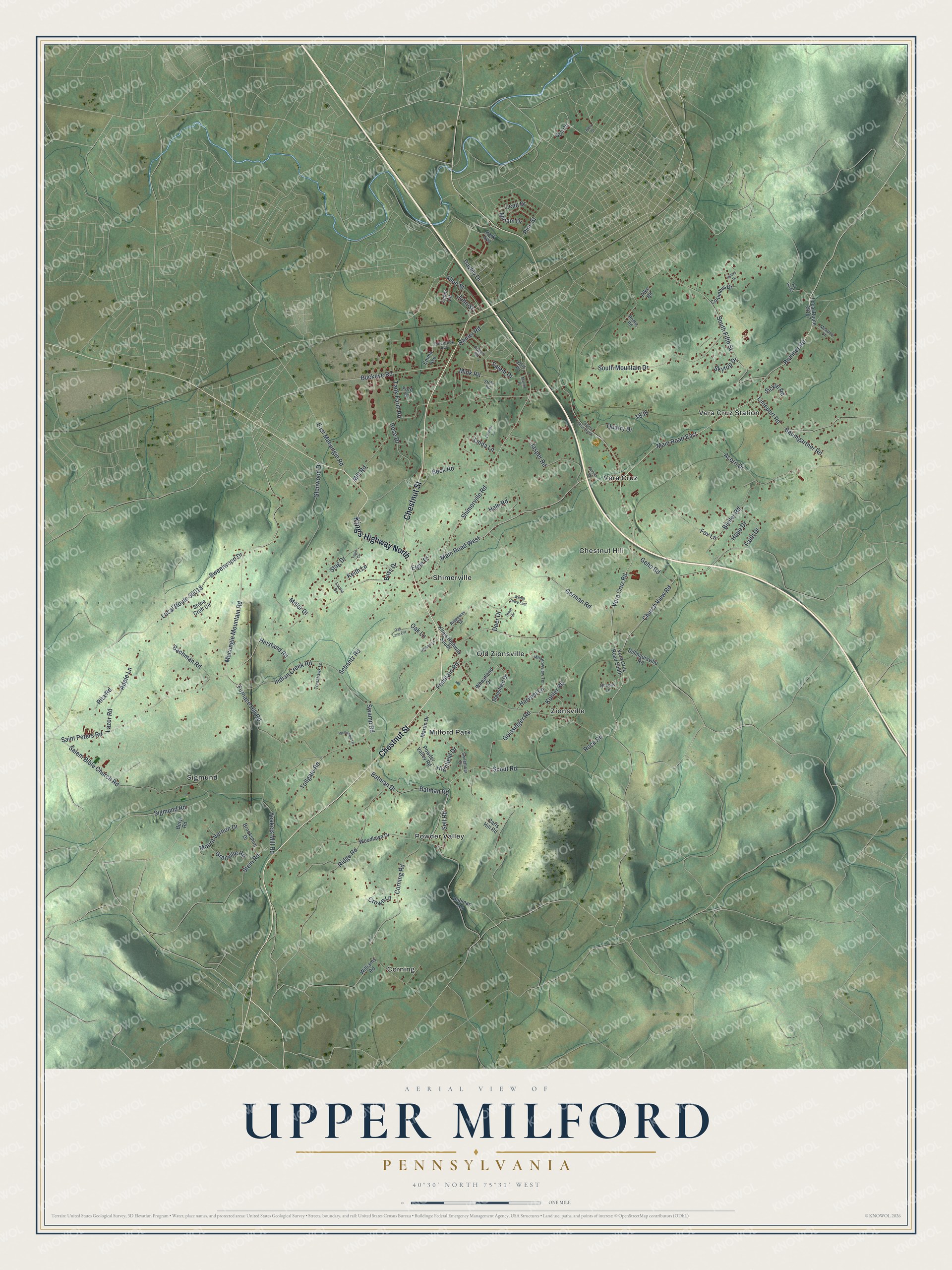 Watermarked full-map preview of Upper Milford, Pennsylvania