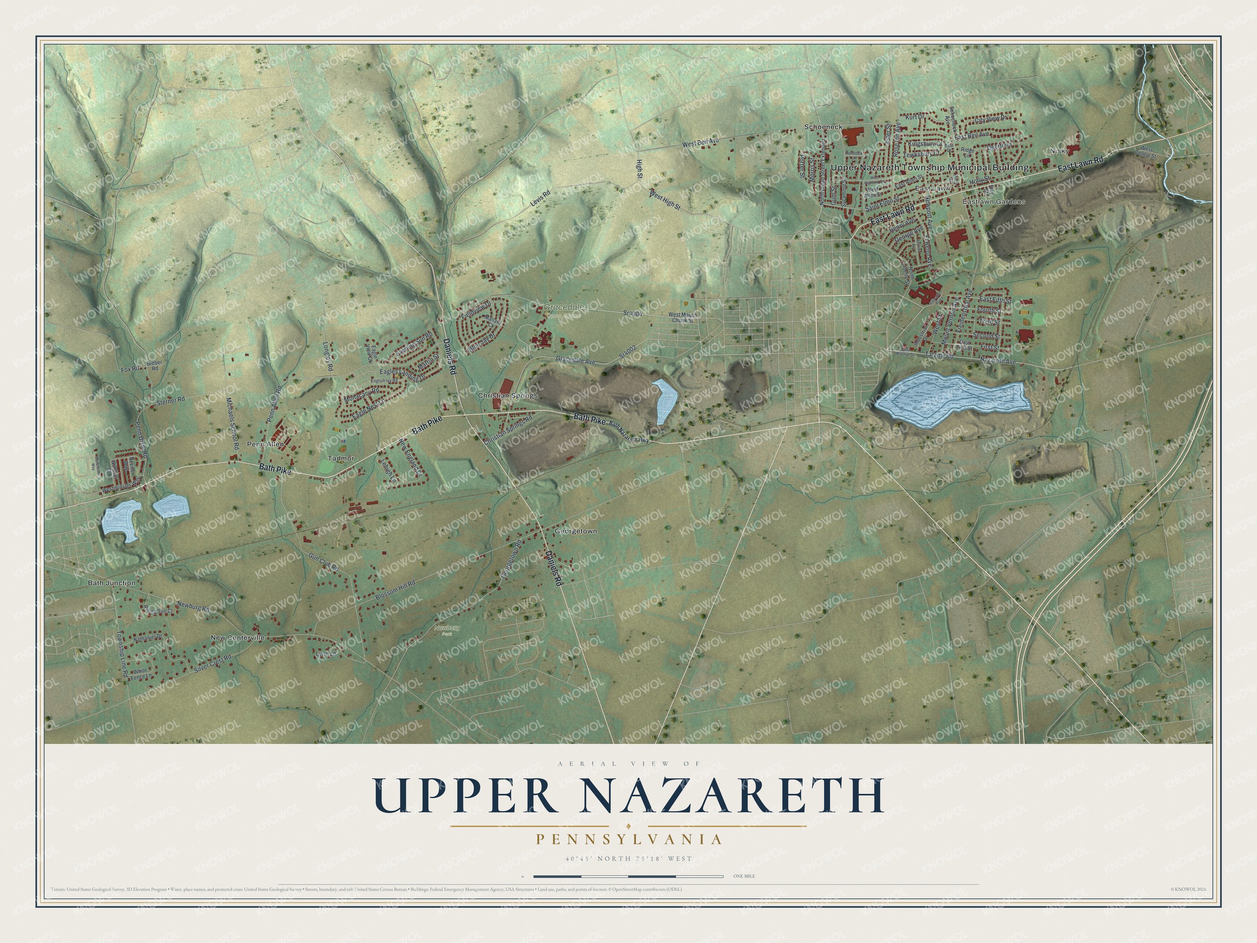 Watermarked full-map preview of Upper Nazareth, Pennsylvania