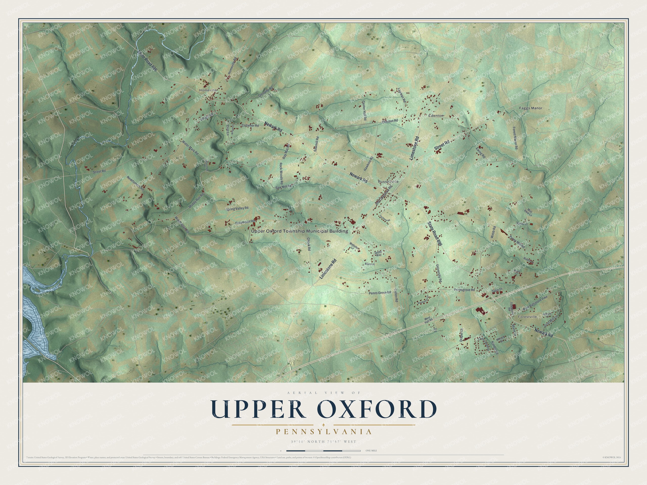 Watermarked full-map preview of Upper Oxford, Pennsylvania