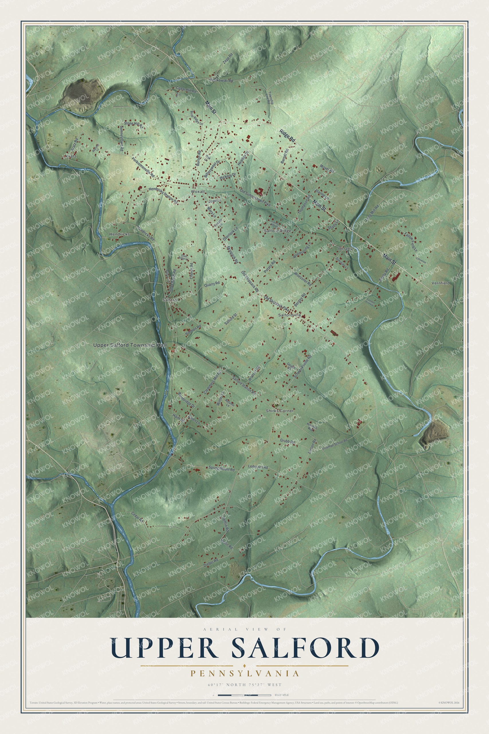Watermarked full-map preview of Upper Salford, Pennsylvania