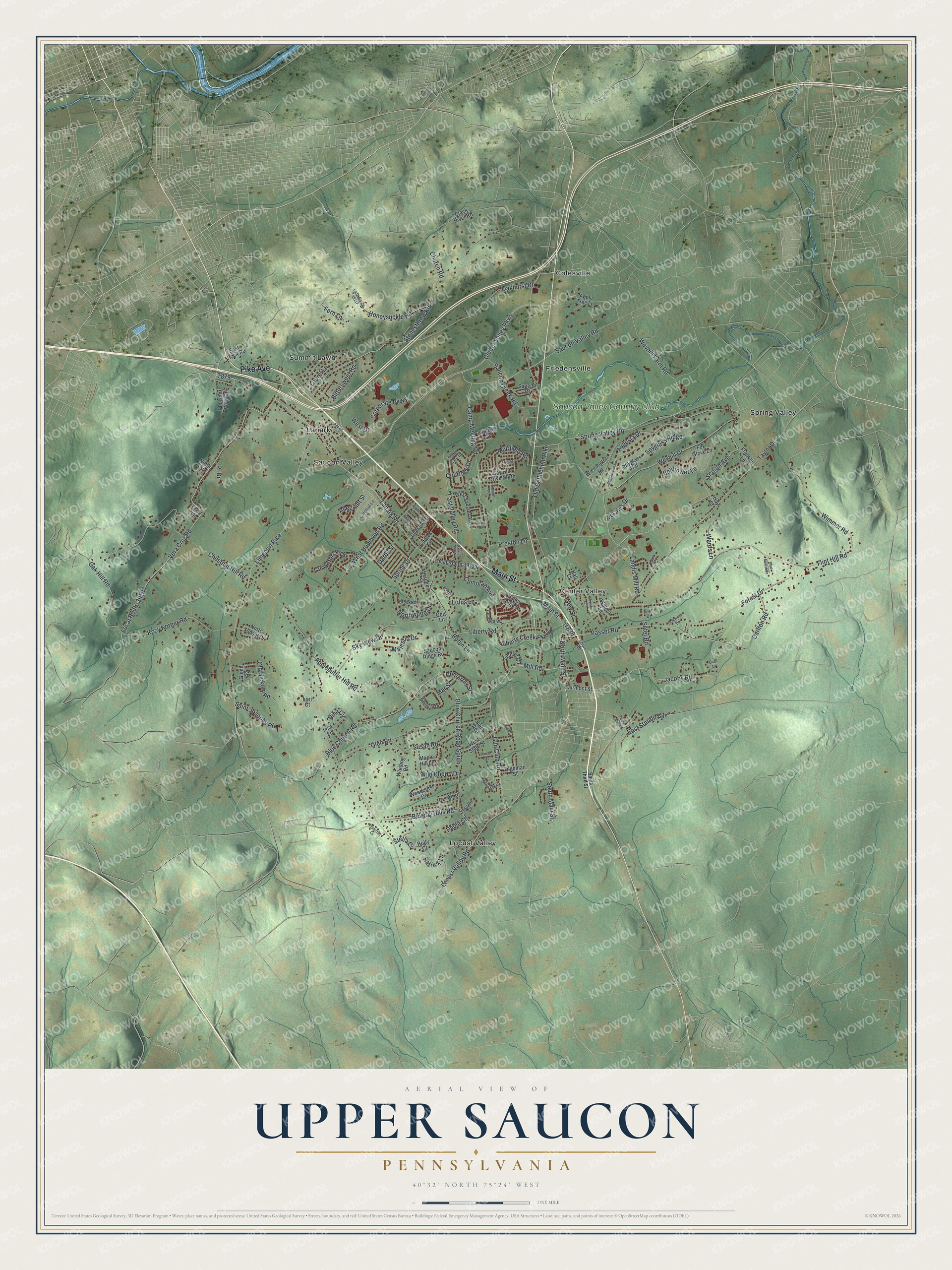 Watermarked full-map preview of Upper Saucon, Pennsylvania