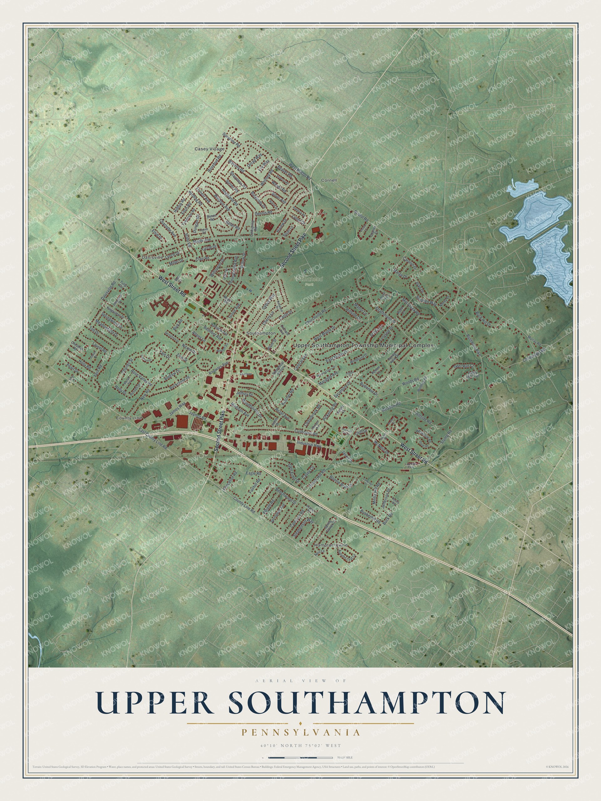 Watermarked full-map preview of Upper Southampton, Pennsylvania