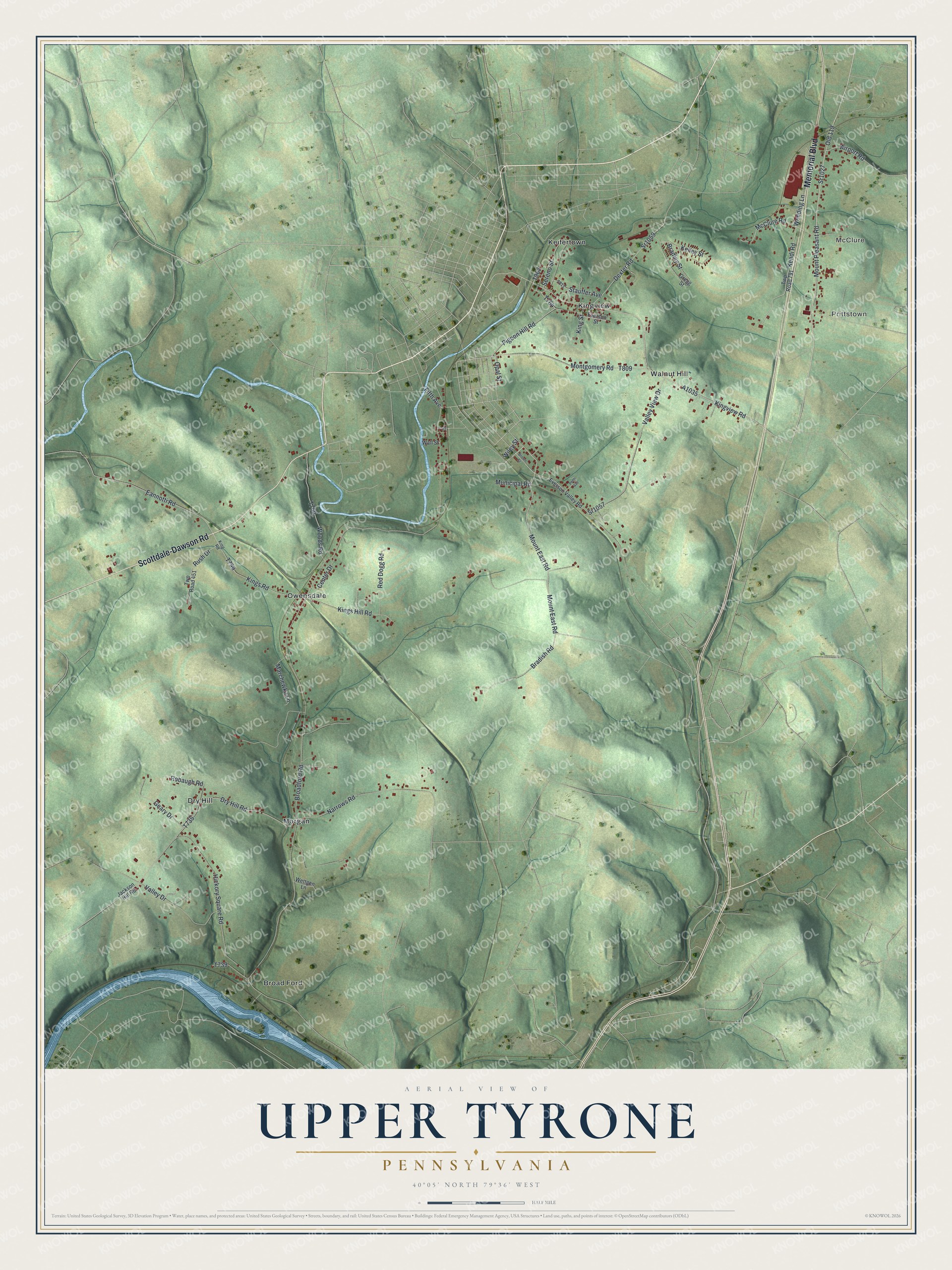 Watermarked full-map preview of Upper Tyrone, Pennsylvania