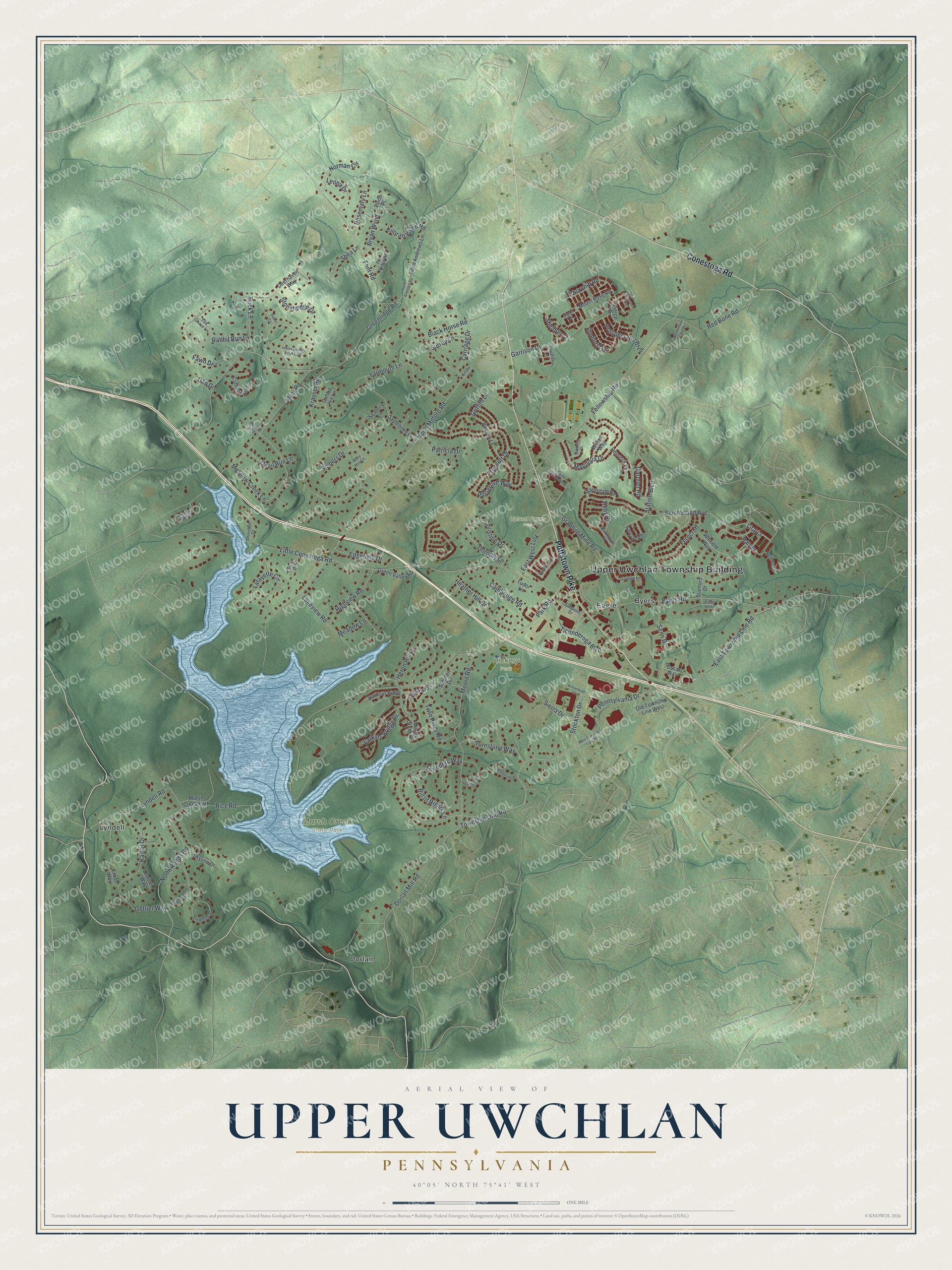 Watermarked full-map preview of Upper Uwchlan, Pennsylvania