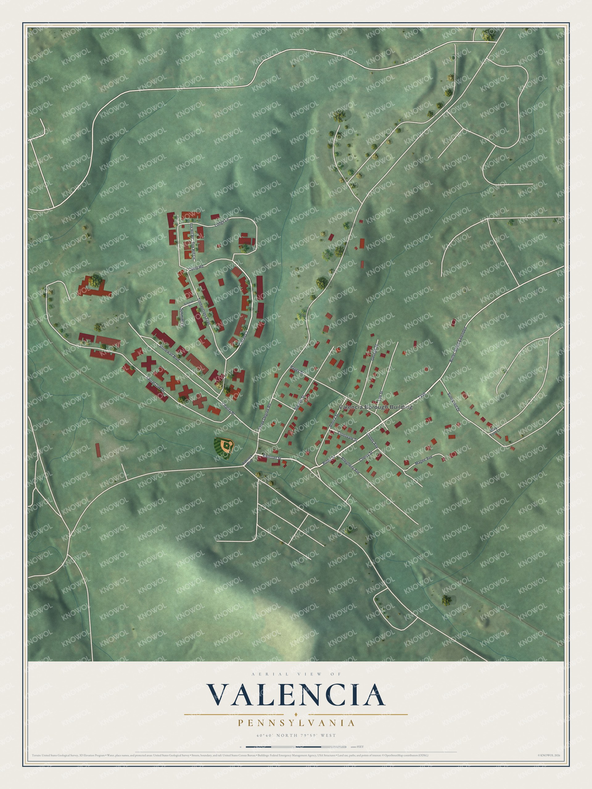 Watermarked full-map preview of Valencia, Pennsylvania