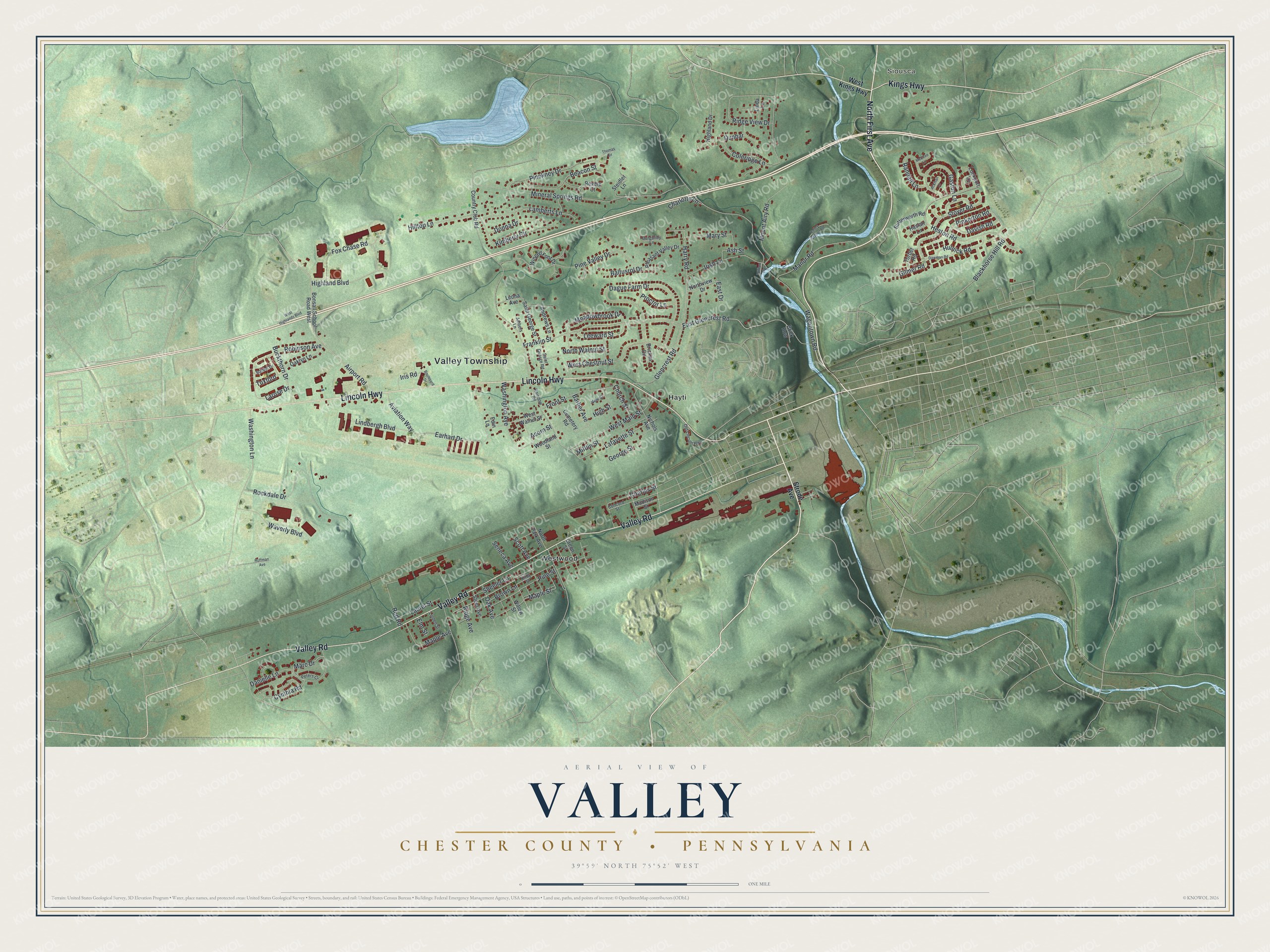 Watermarked full-map preview of Valley, Pennsylvania
