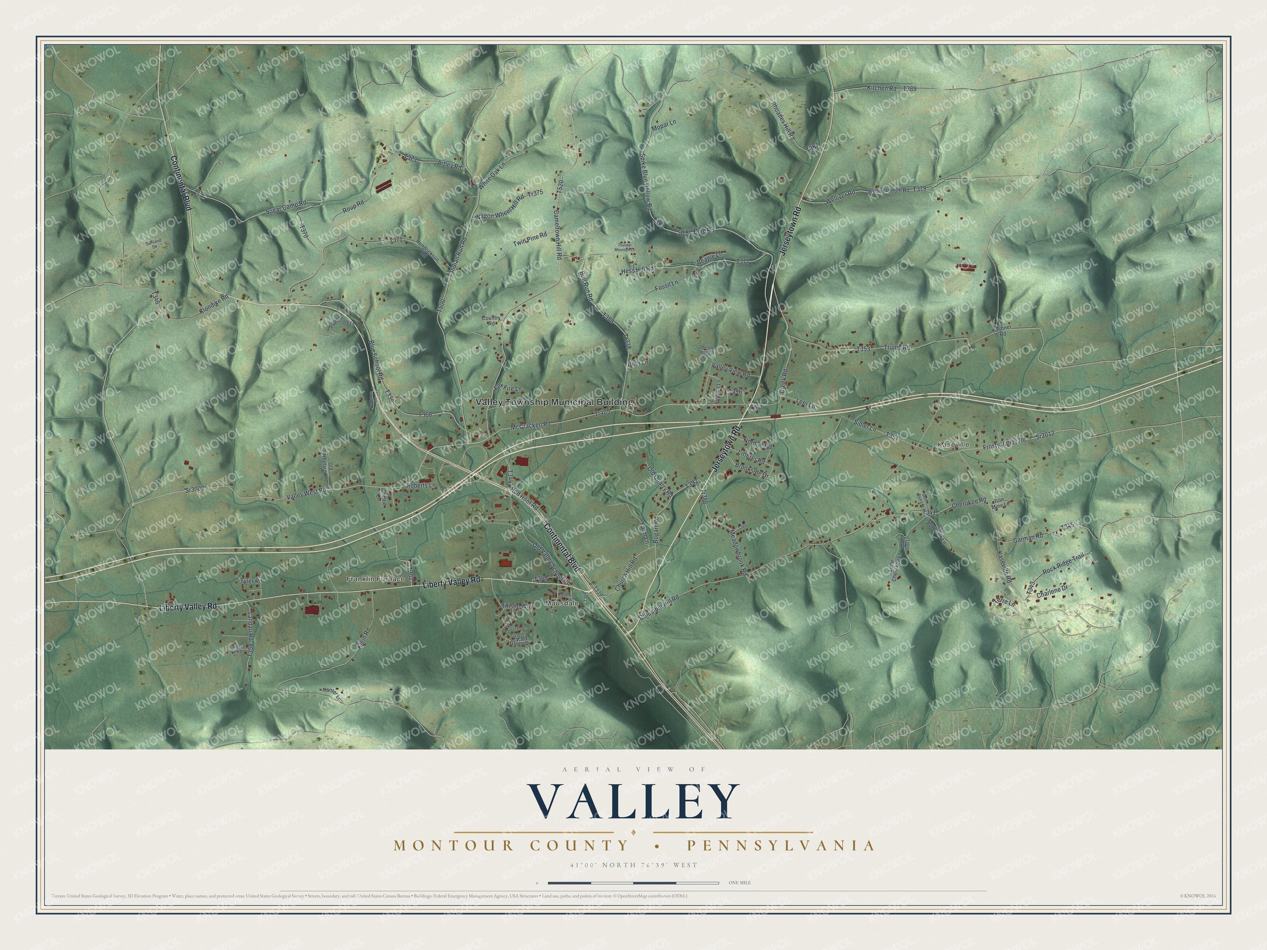 Watermarked full-map preview of Valley, Pennsylvania