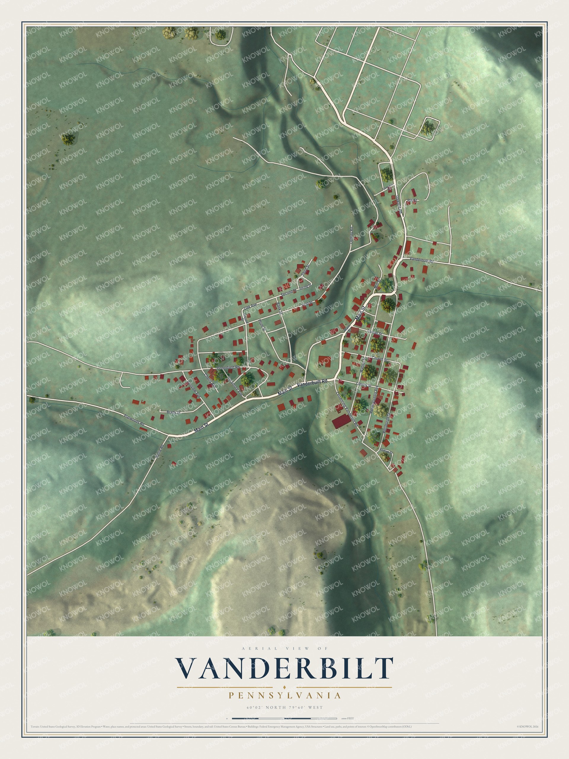 Watermarked full-map preview of Vanderbilt, Pennsylvania