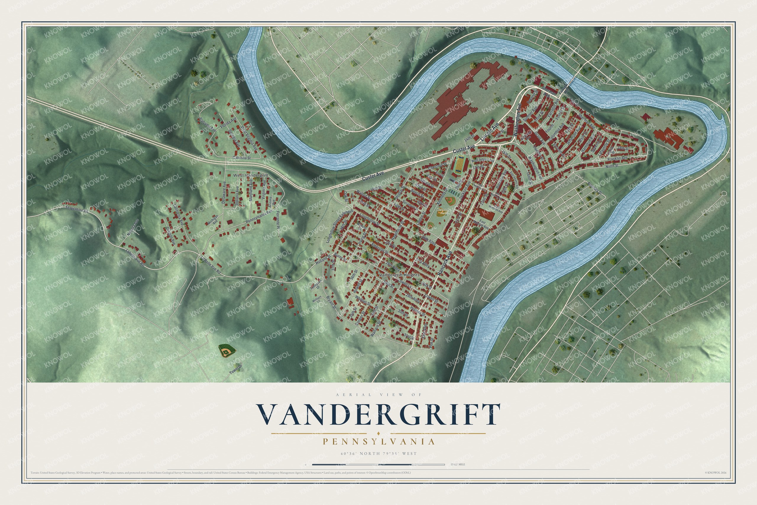 Watermarked full-map preview of Vandergrift, Pennsylvania