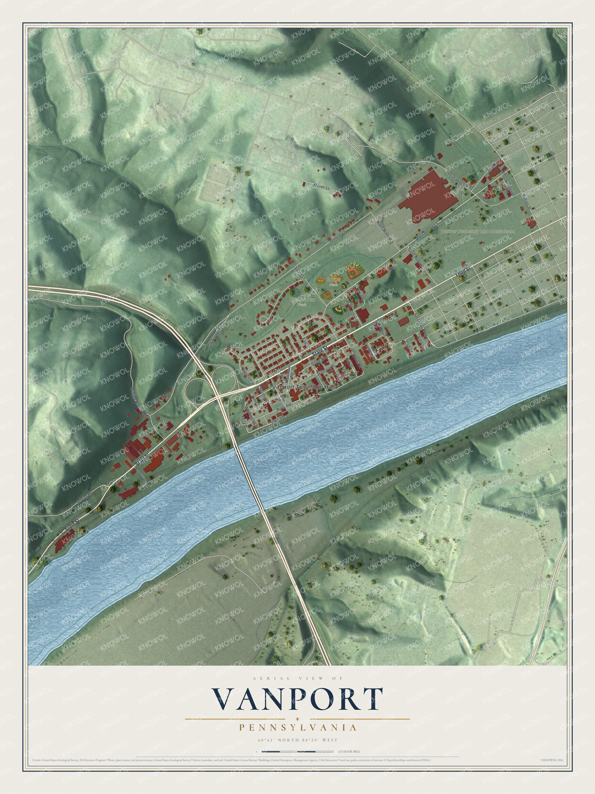 Watermarked full-map preview of Vanport, Pennsylvania