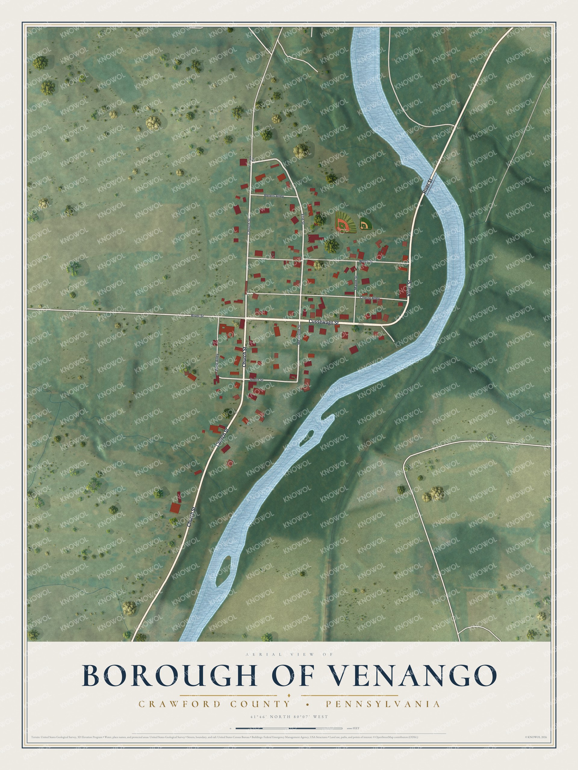 Watermarked full-map preview of Borough of Venango, Pennsylvania