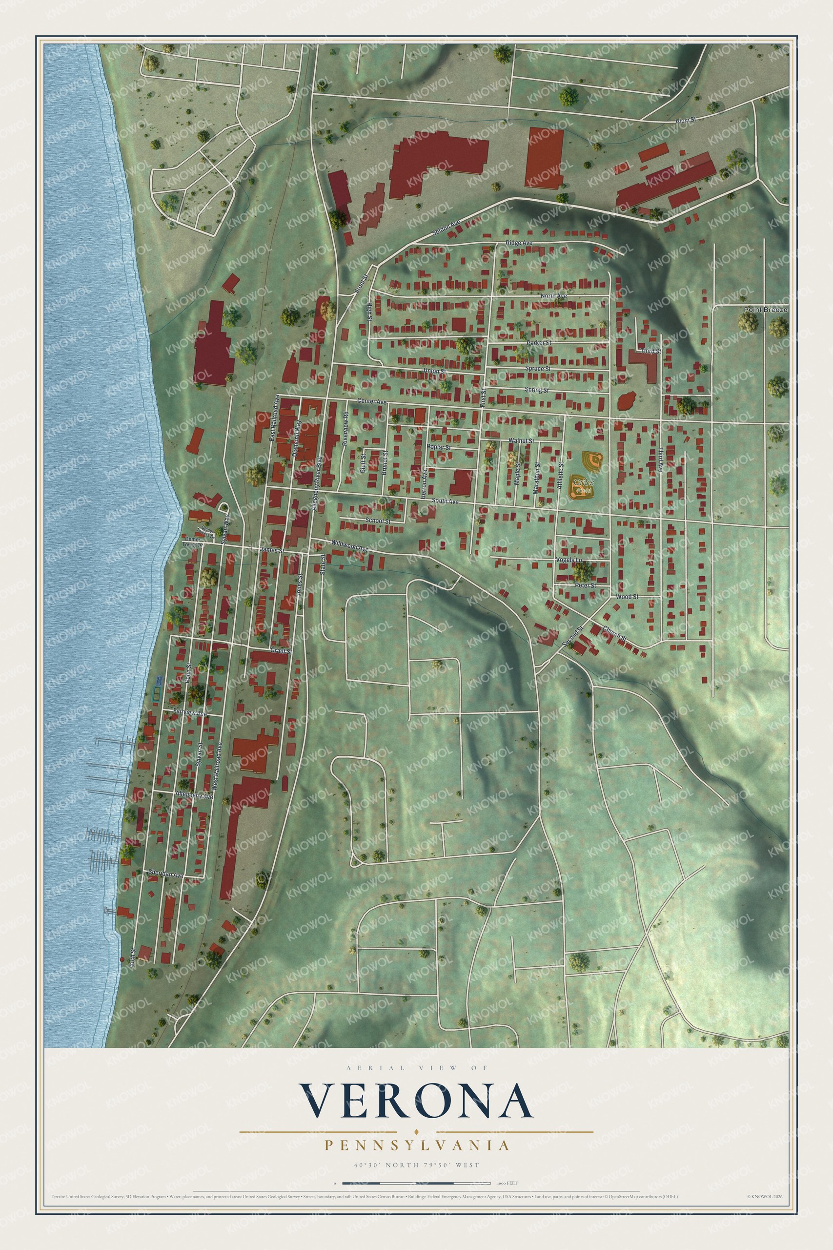 Watermarked full-map preview of Verona, Pennsylvania