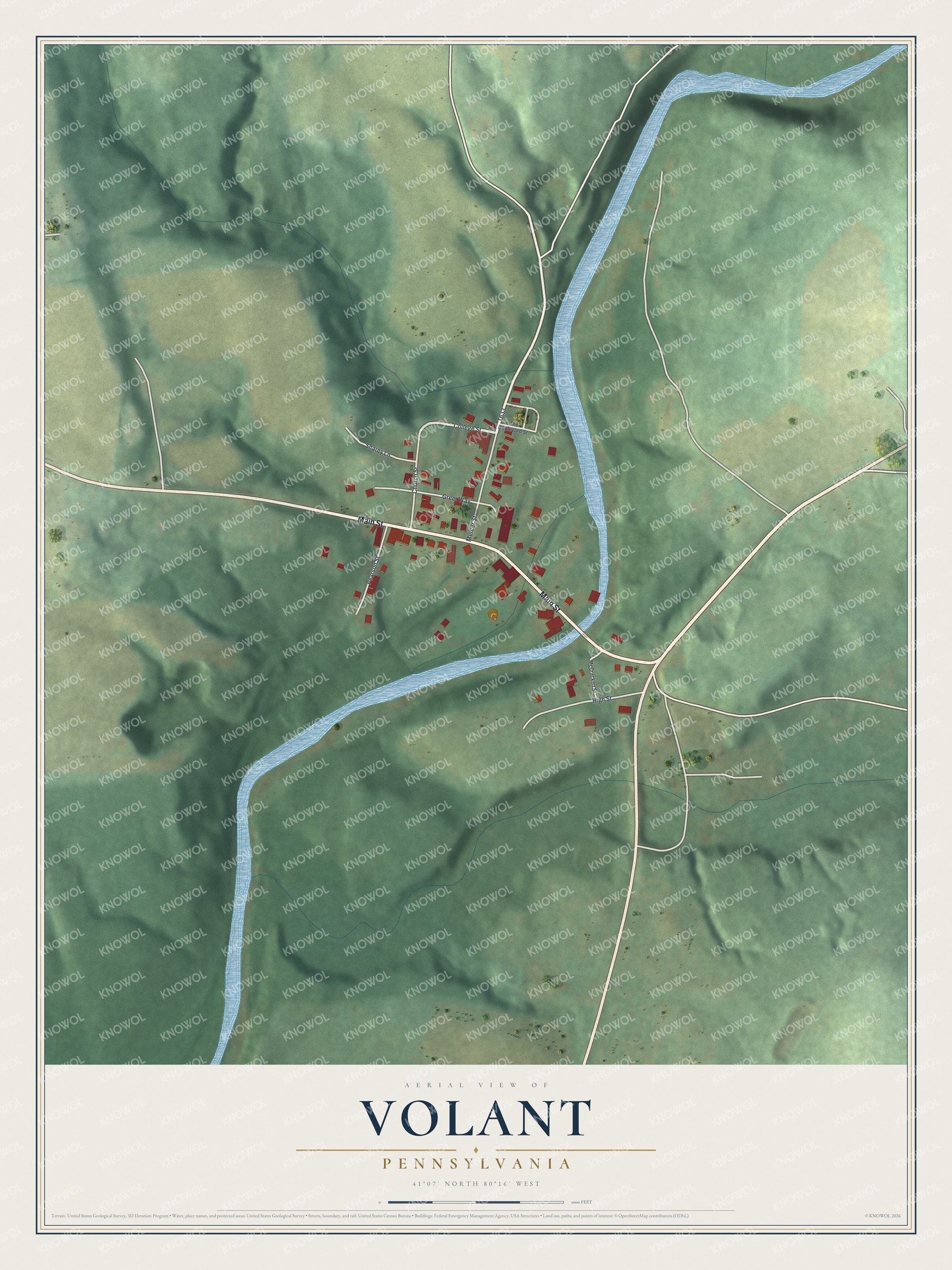 Watermarked full-map preview of Volant, Pennsylvania