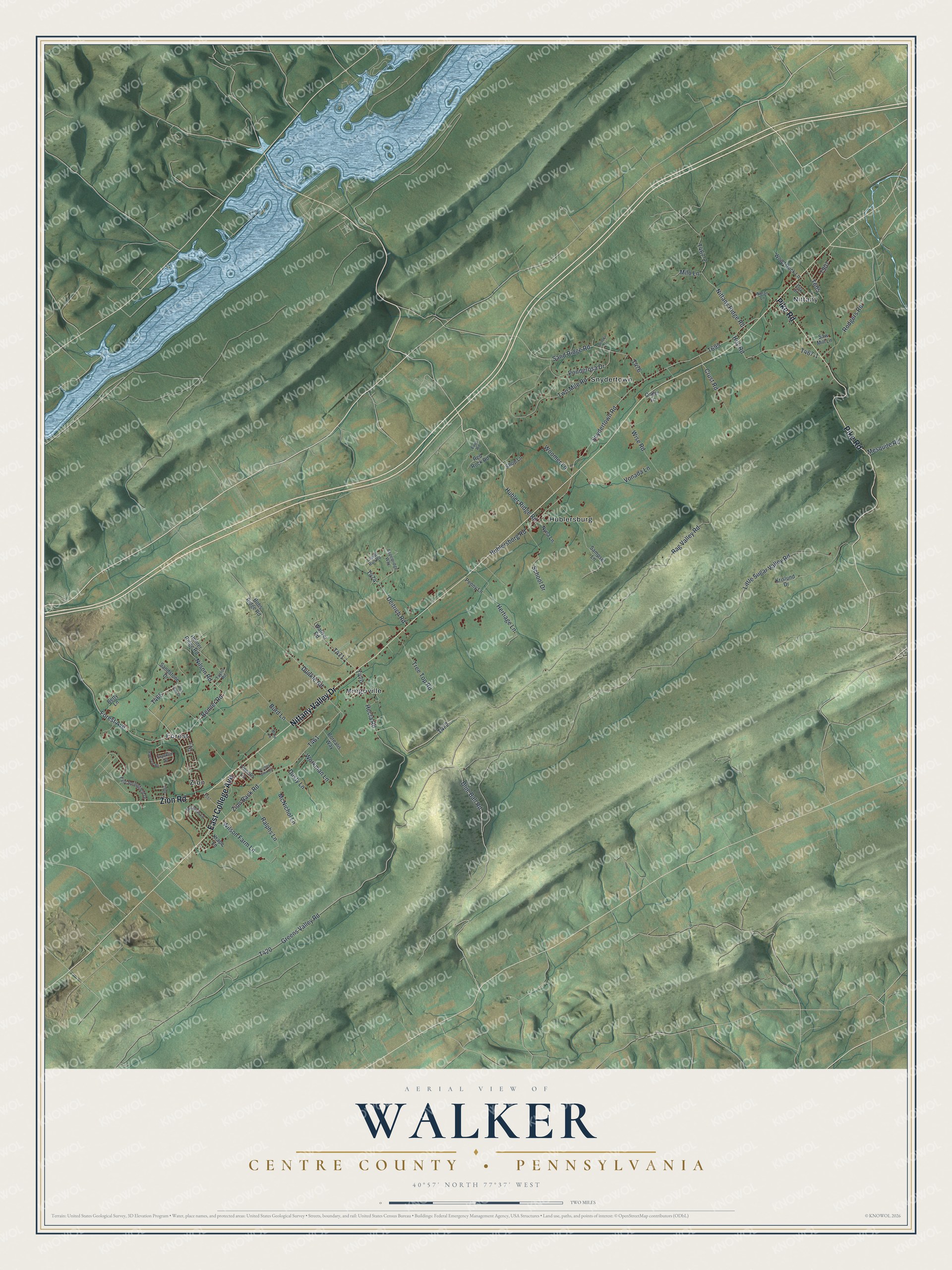Watermarked full-map preview of Walker, Pennsylvania