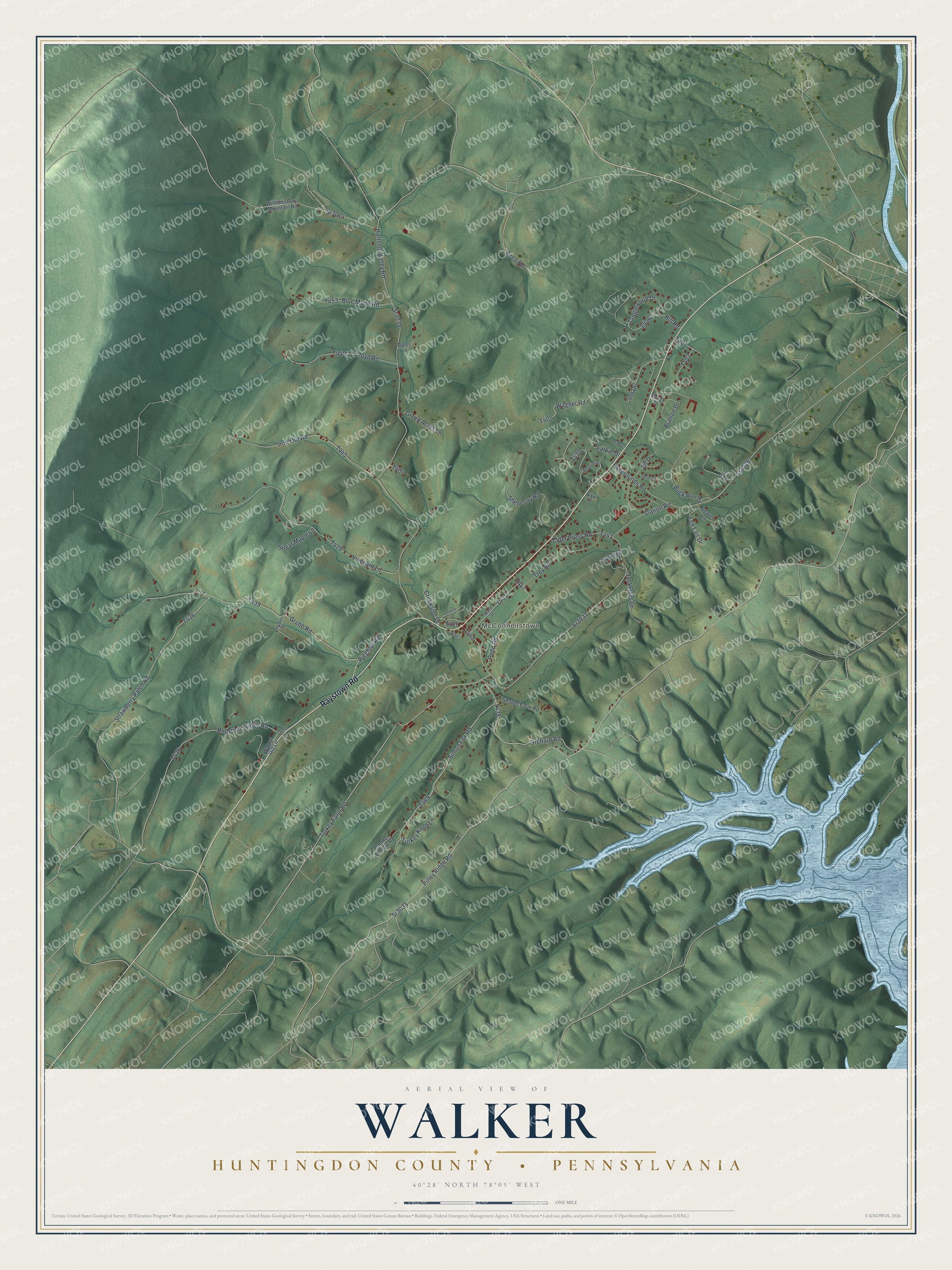 Watermarked full-map preview of Walker, Pennsylvania