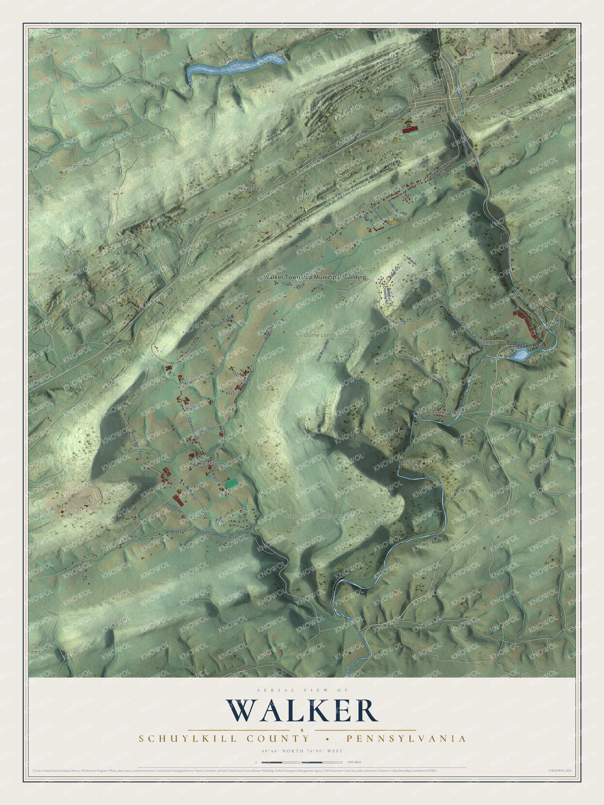 Watermarked full-map preview of Walker, Pennsylvania