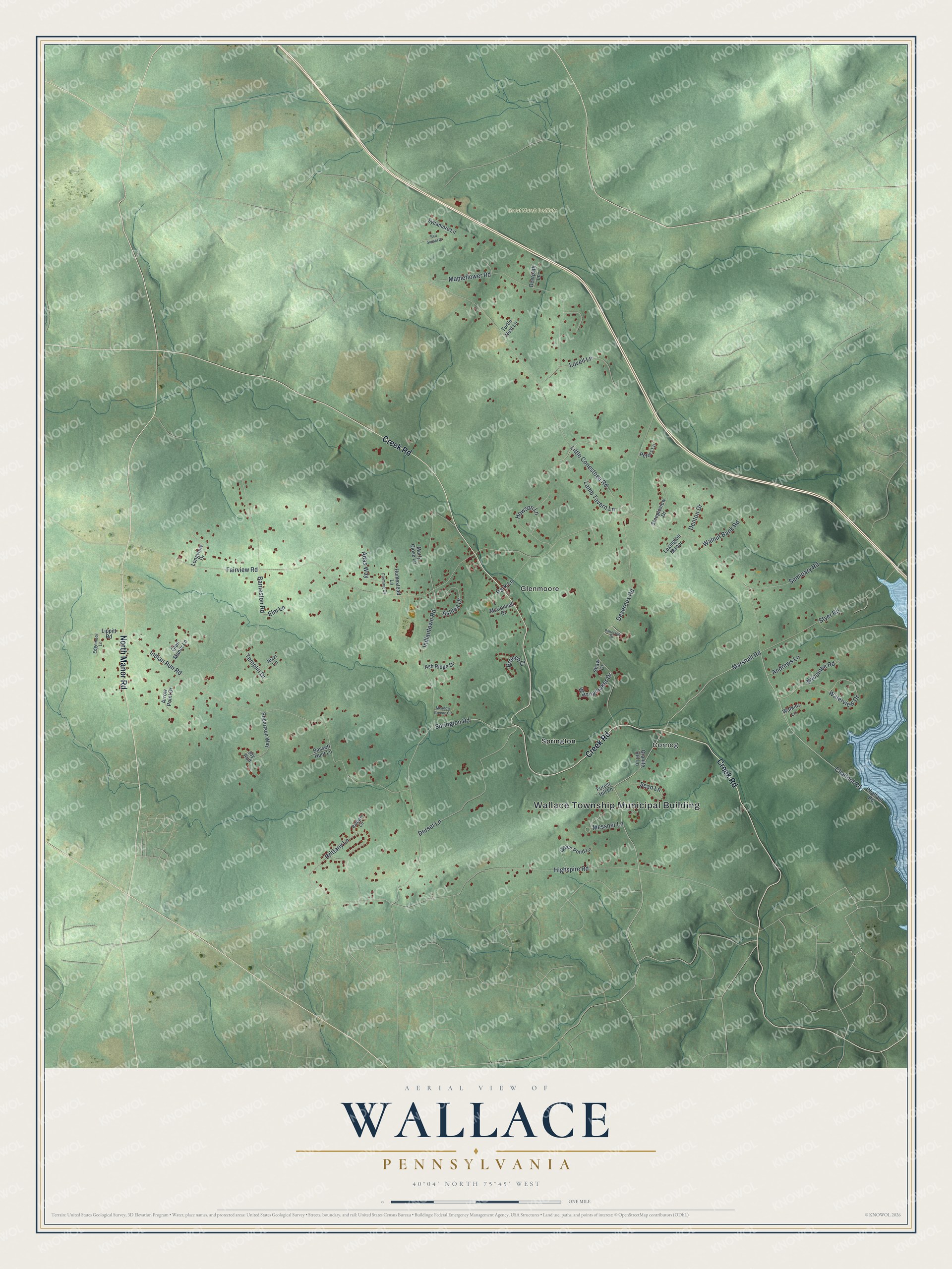 Watermarked full-map preview of Wallace, Pennsylvania
