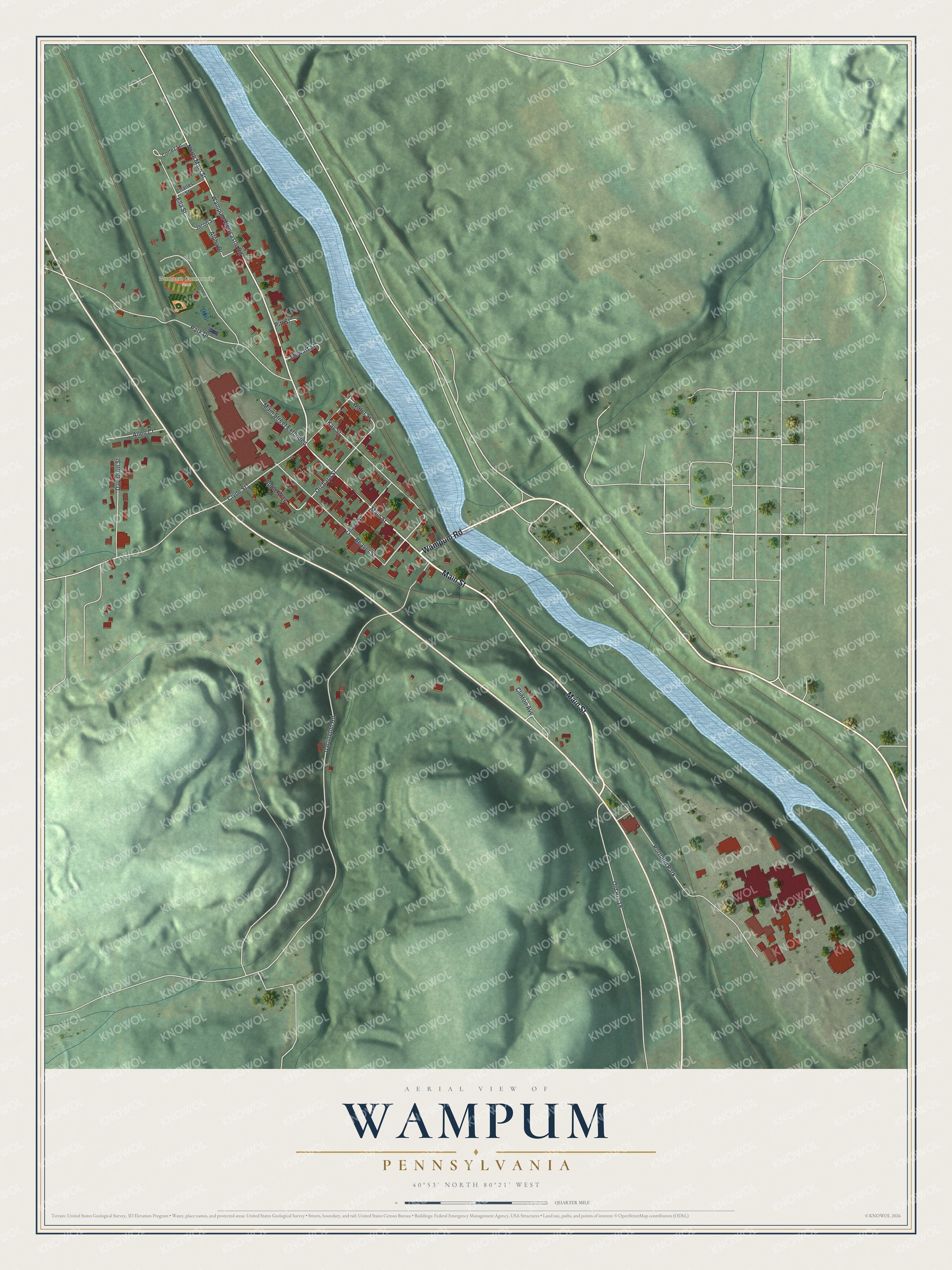 Watermarked full-map preview of Wampum, Pennsylvania