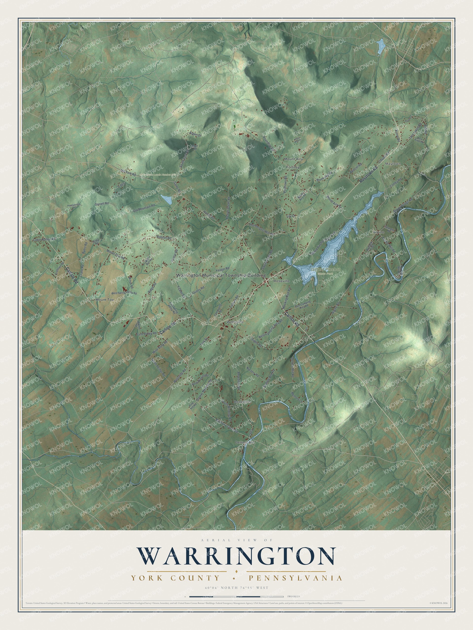 Watermarked full-map preview of Warrington, Pennsylvania