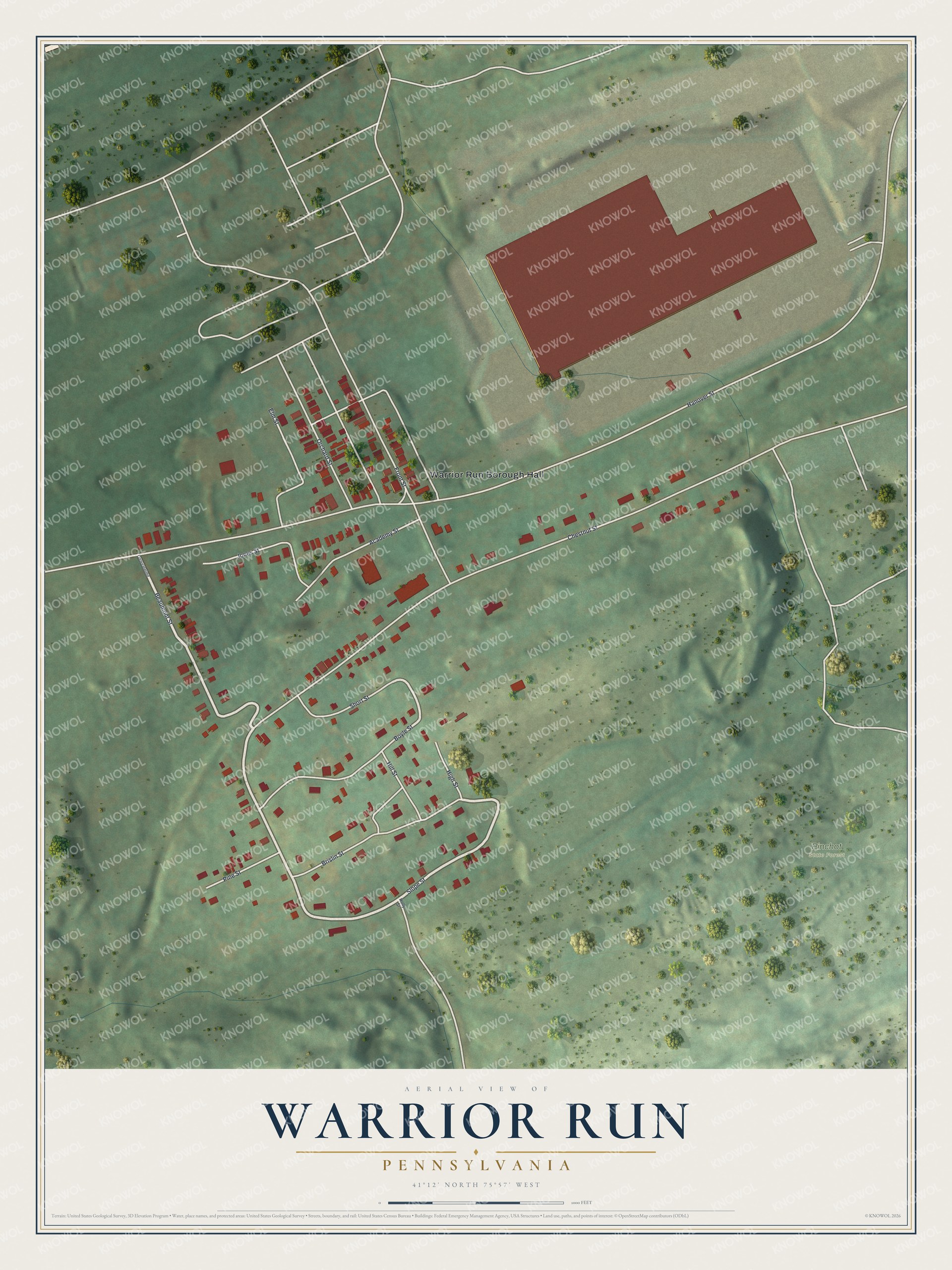 Watermarked full-map preview of Warrior Run, Pennsylvania