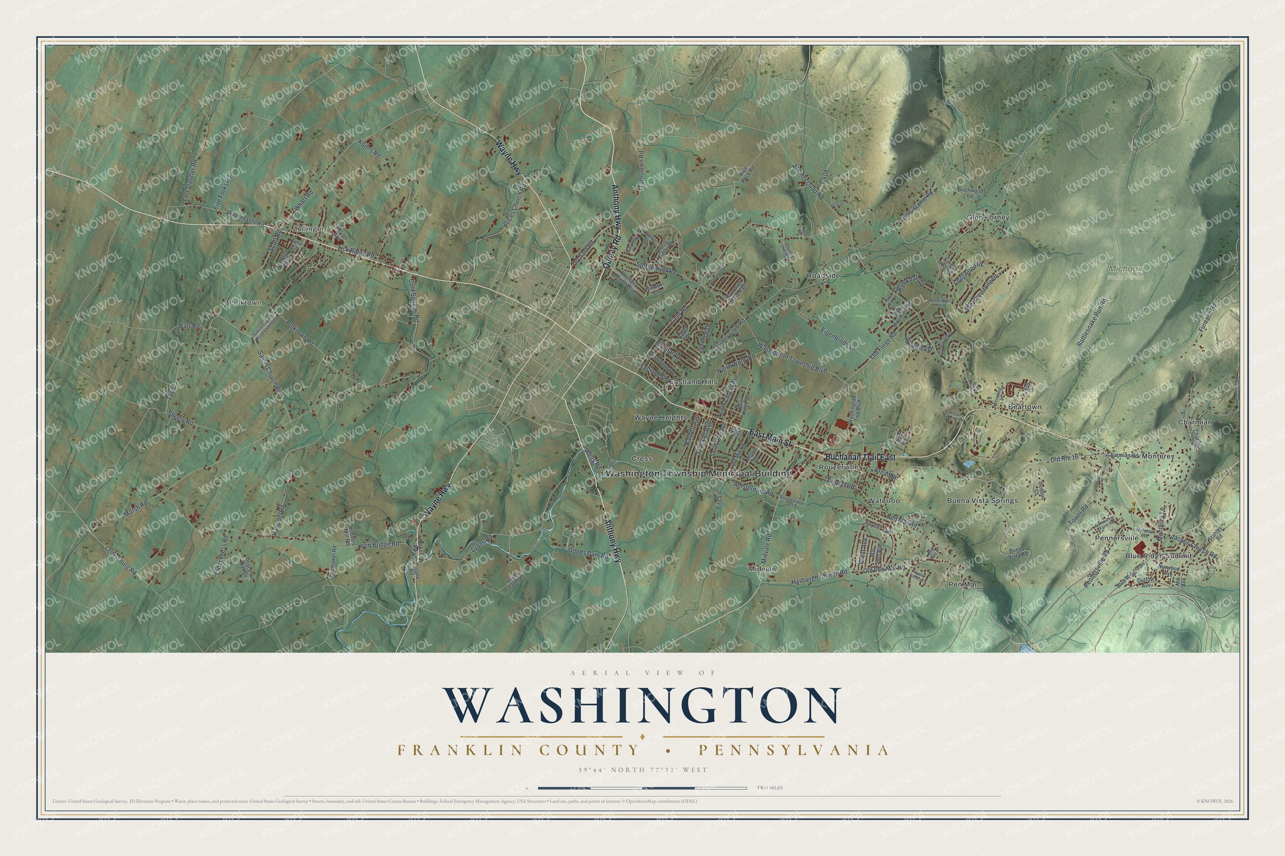 Watermarked full-map preview of Washington, Pennsylvania