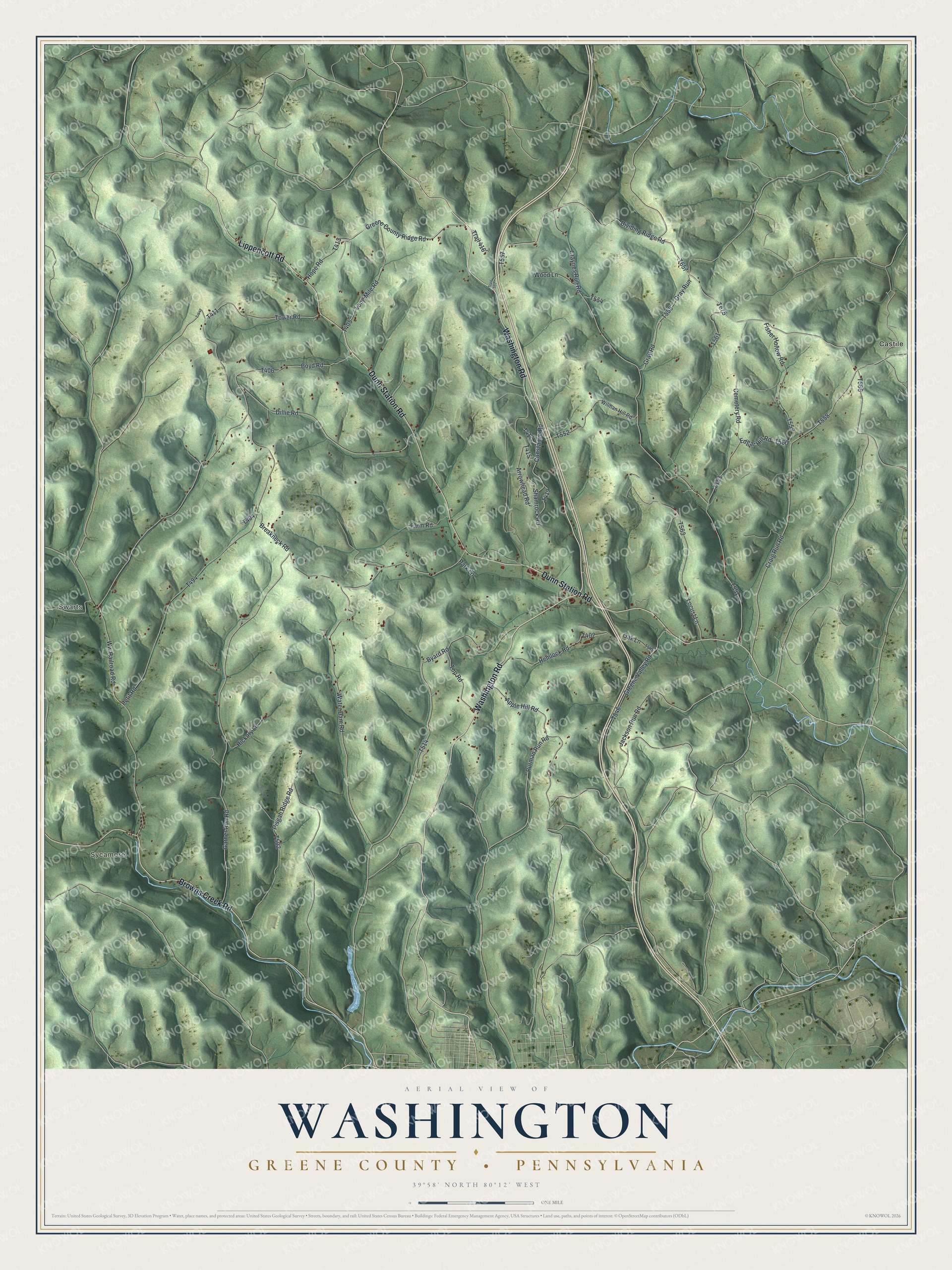 Watermarked full-map preview of Washington, Pennsylvania