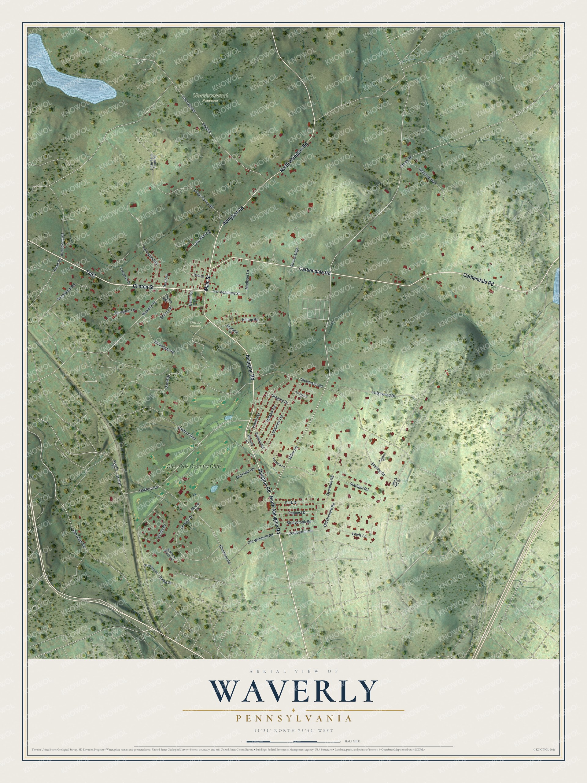 Watermarked full-map preview of Waverly, Pennsylvania
