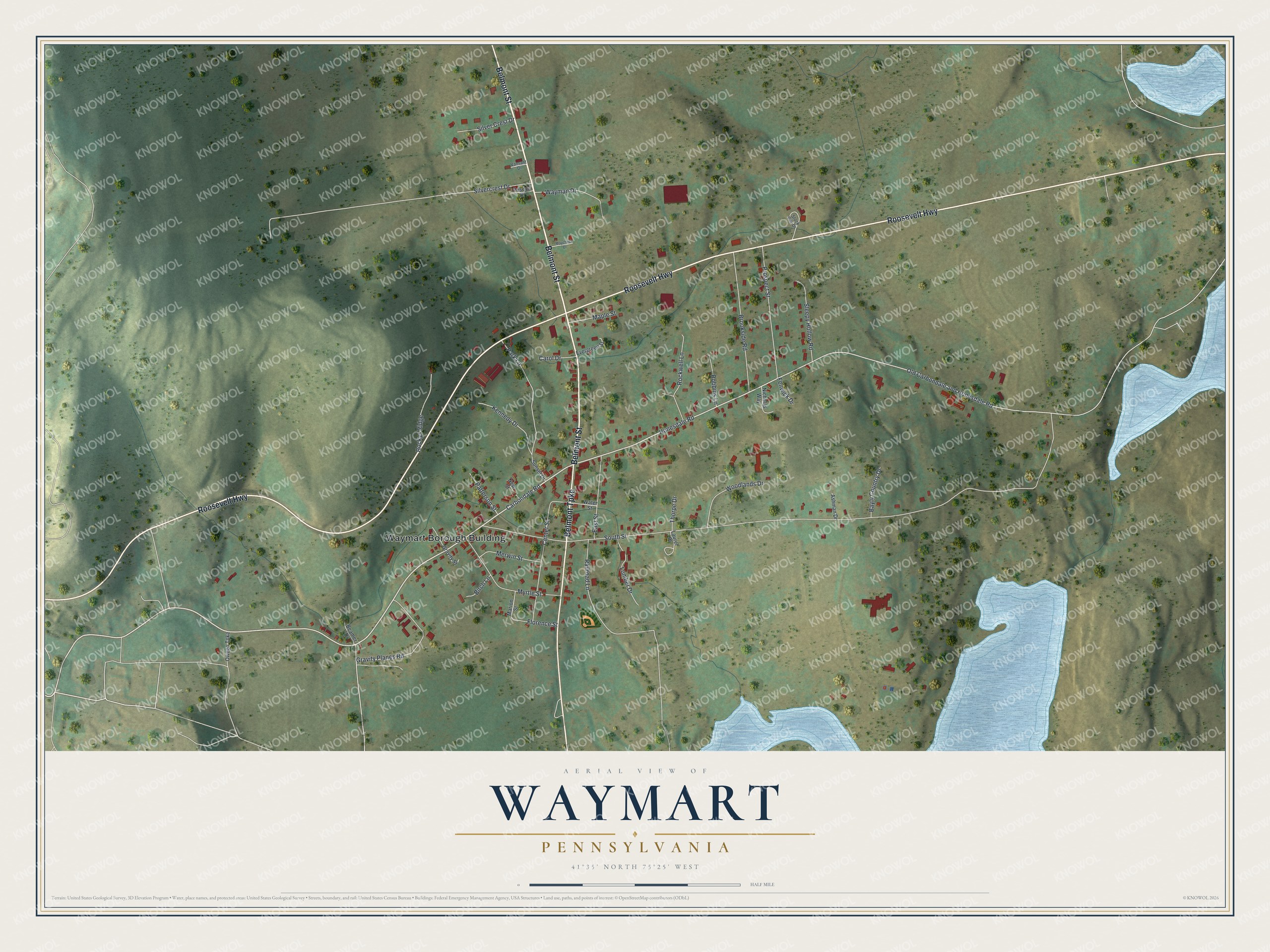 Watermarked full-map preview of Waymart, Pennsylvania