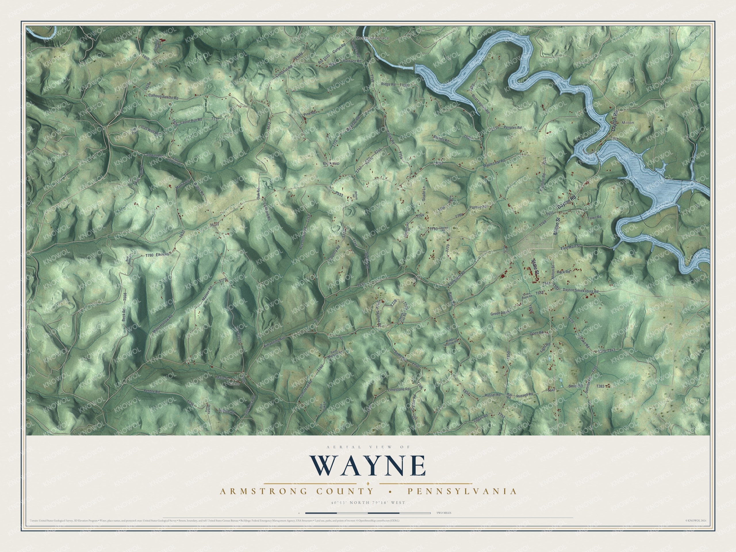 Watermarked full-map preview of Wayne, Pennsylvania