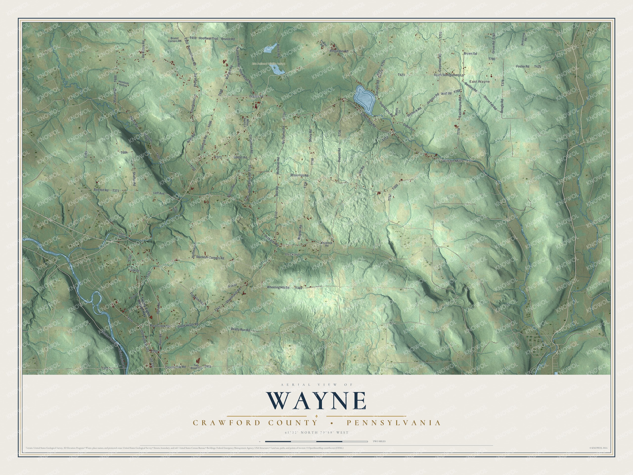 Watermarked full-map preview of Wayne, Pennsylvania