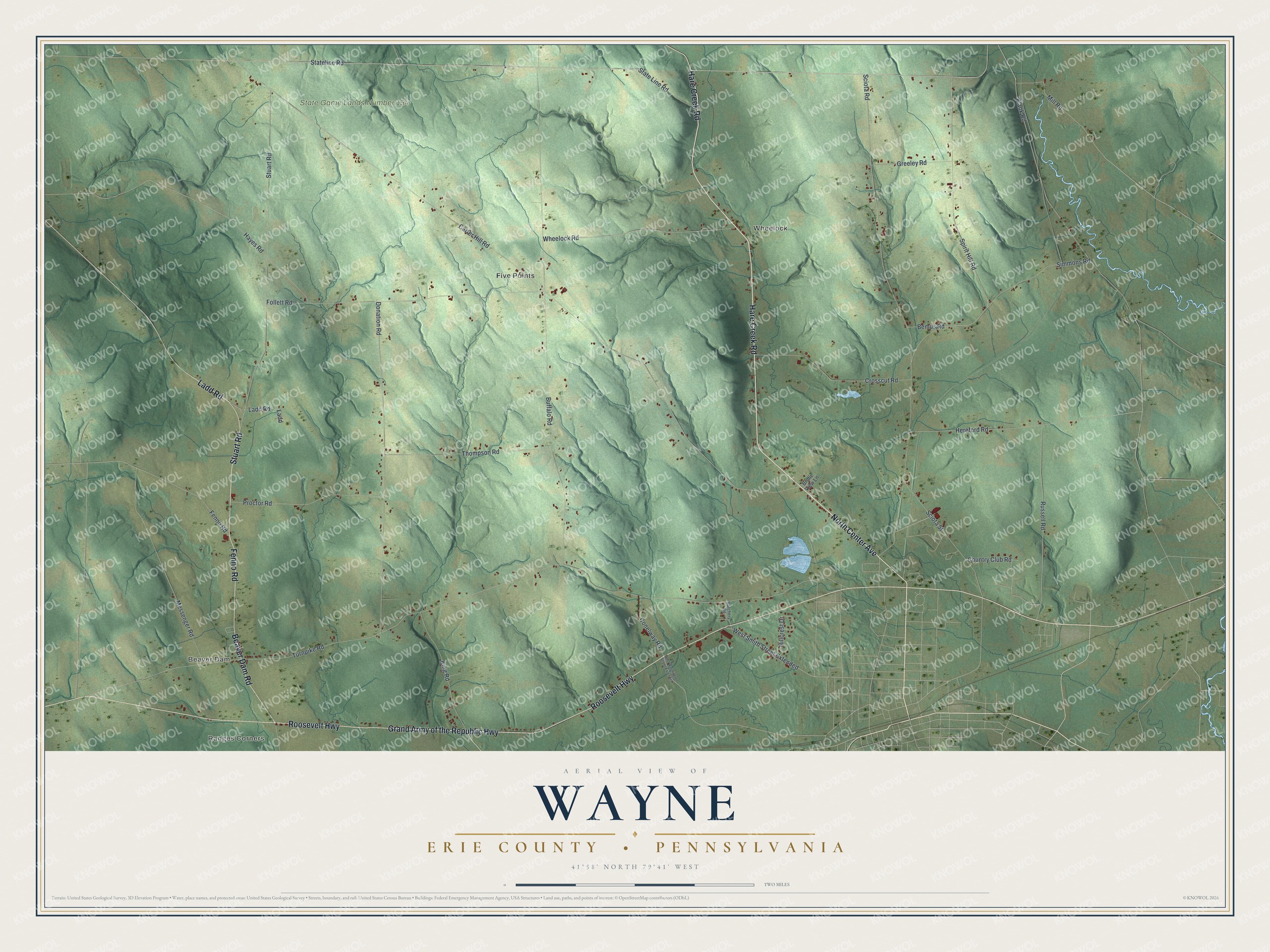 Watermarked full-map preview of Wayne, Pennsylvania