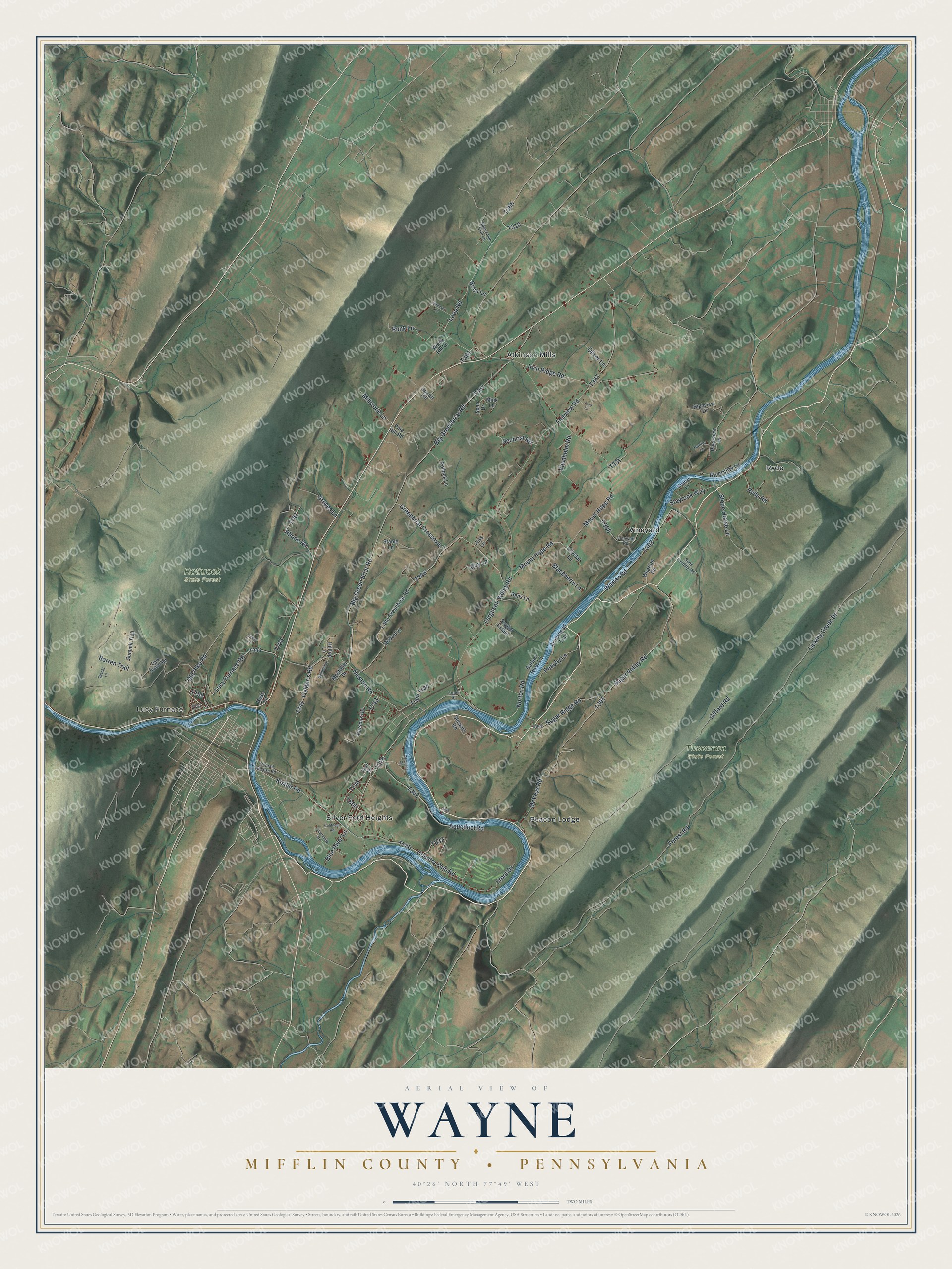 Watermarked full-map preview of Wayne, Pennsylvania