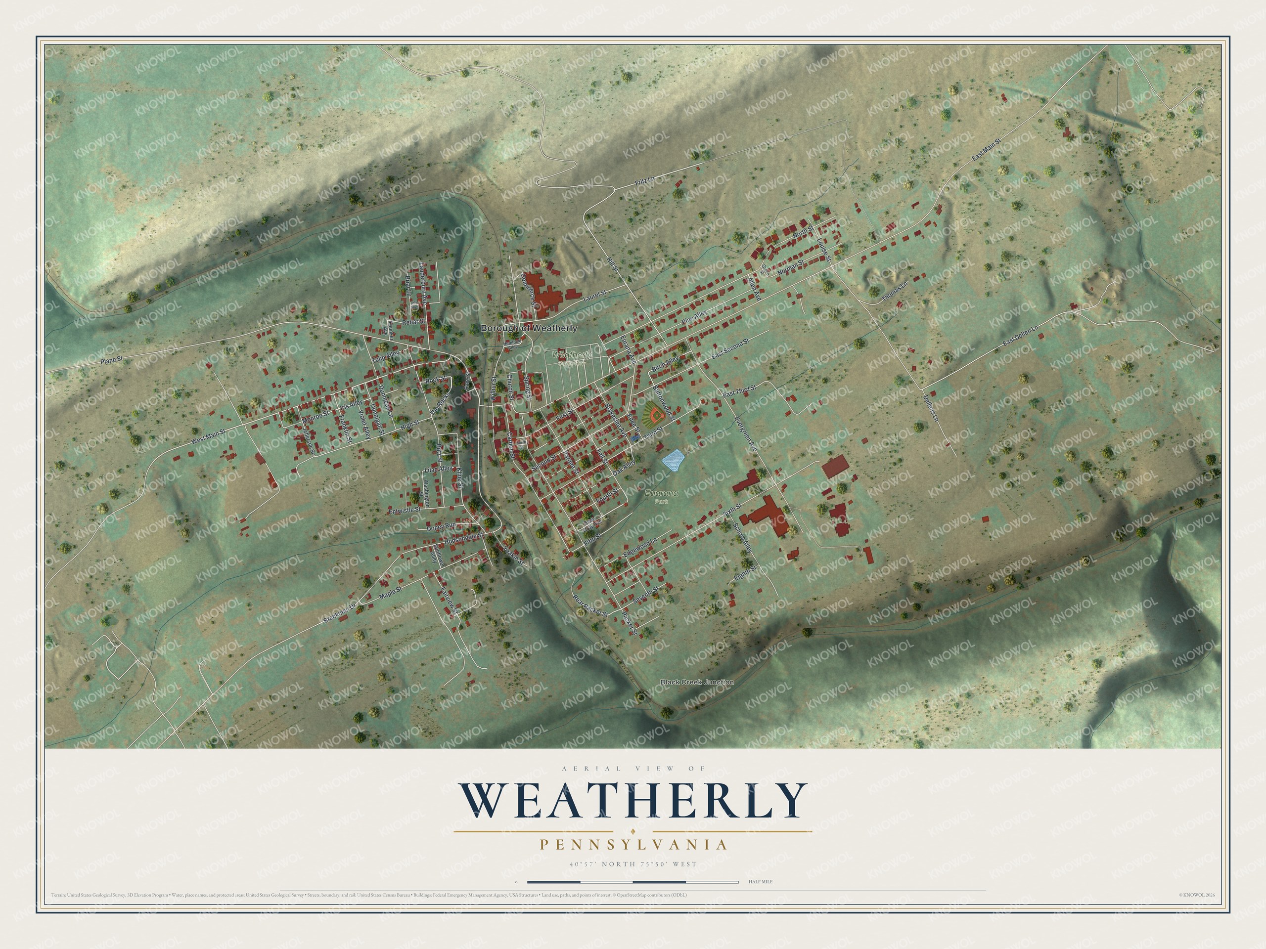 Watermarked full-map preview of Weatherly, Pennsylvania